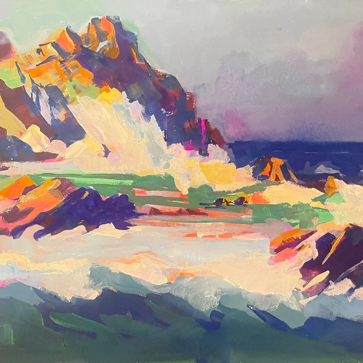 Practicing with gouache. Seascape exercise.