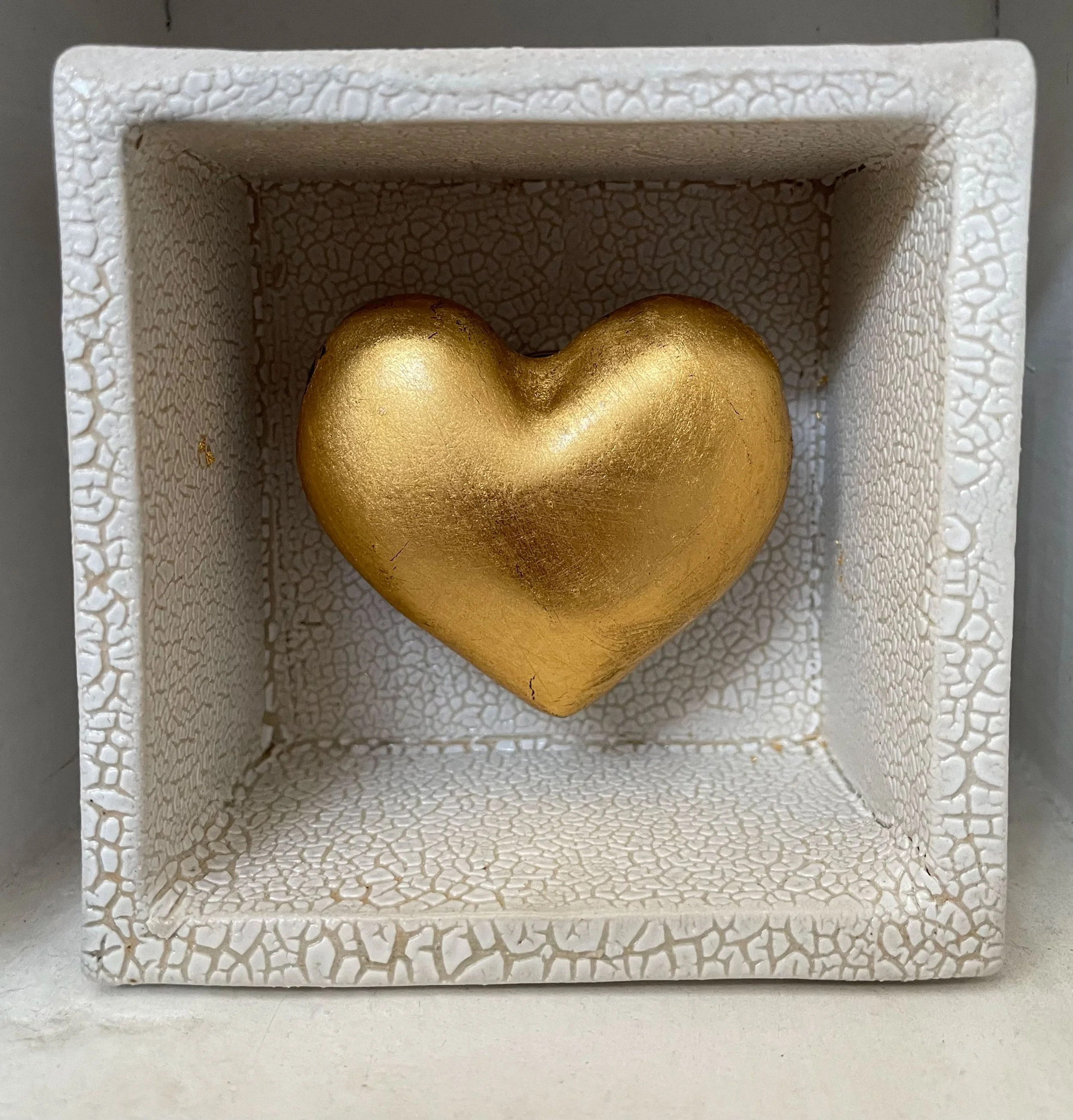 White box gold heart