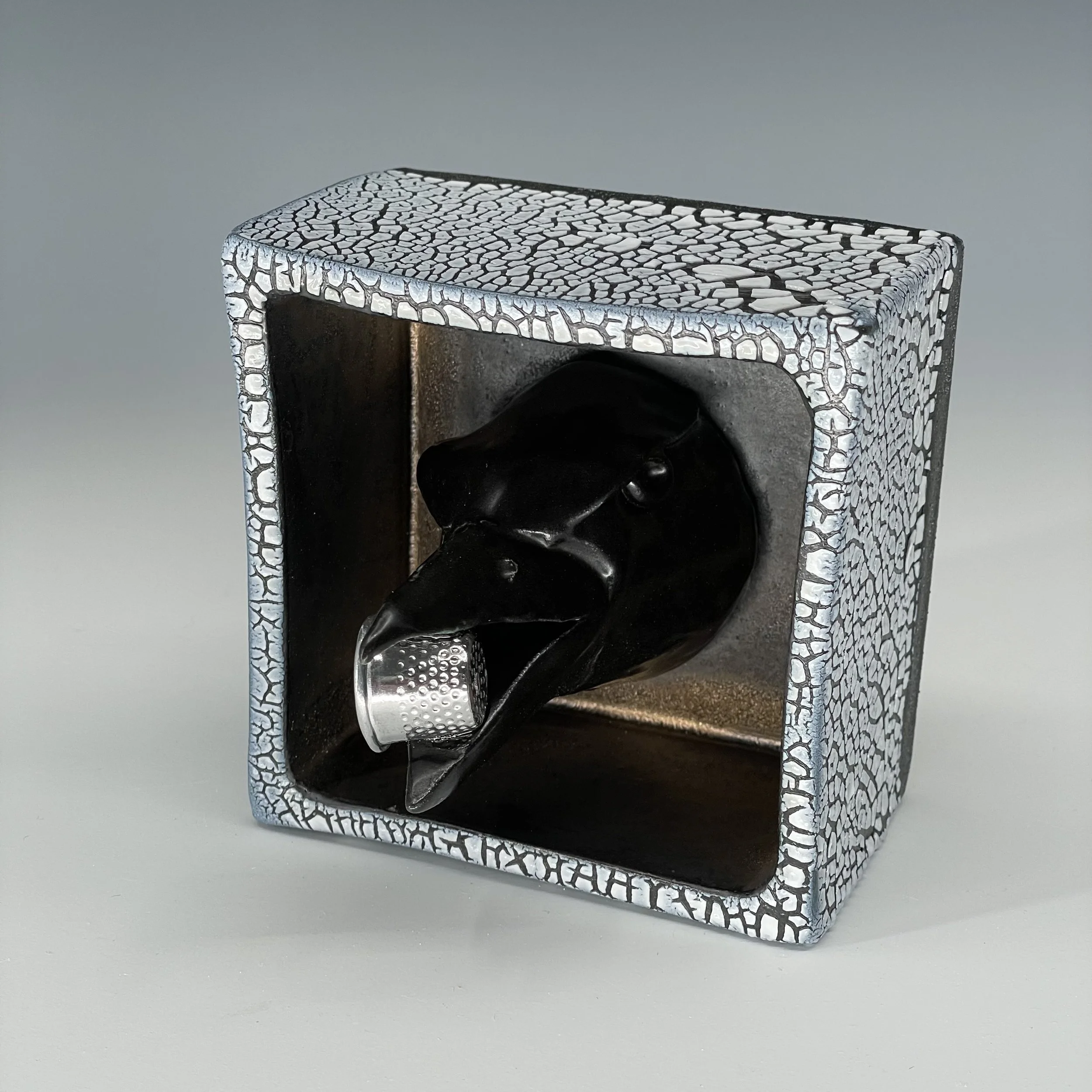 Raven with thimble shadow box