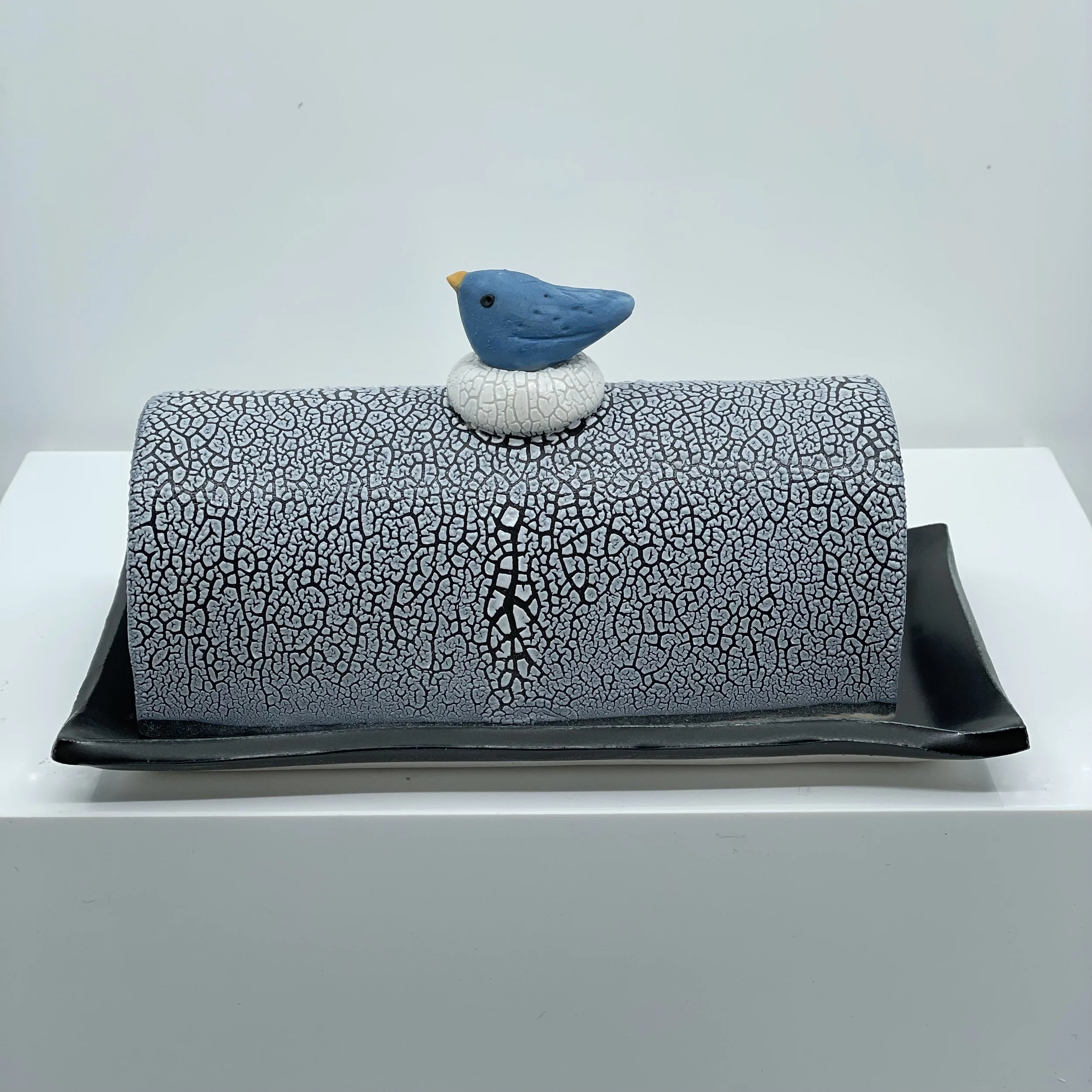 Bluebird butter dish