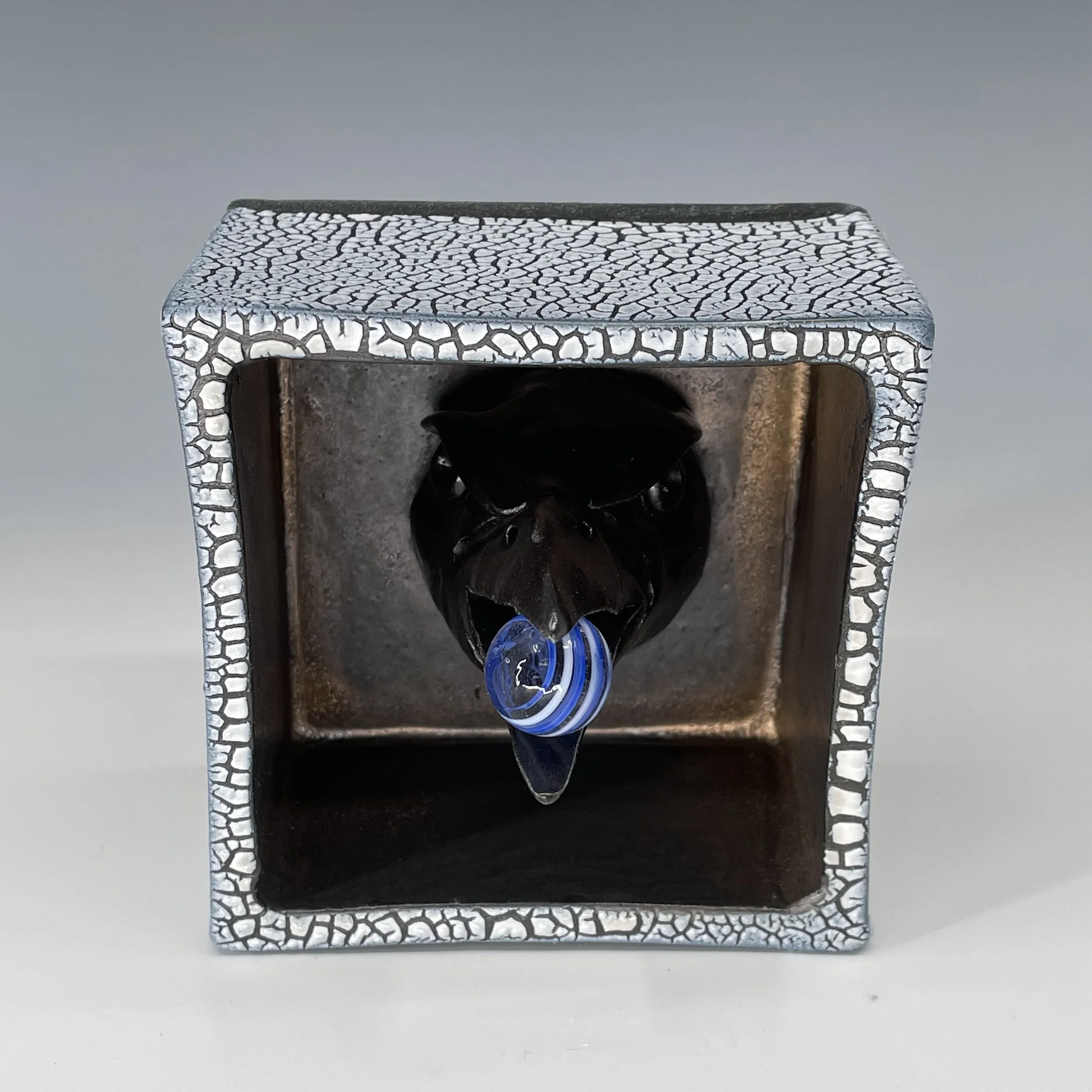 Raven Shadowbox with blue marble