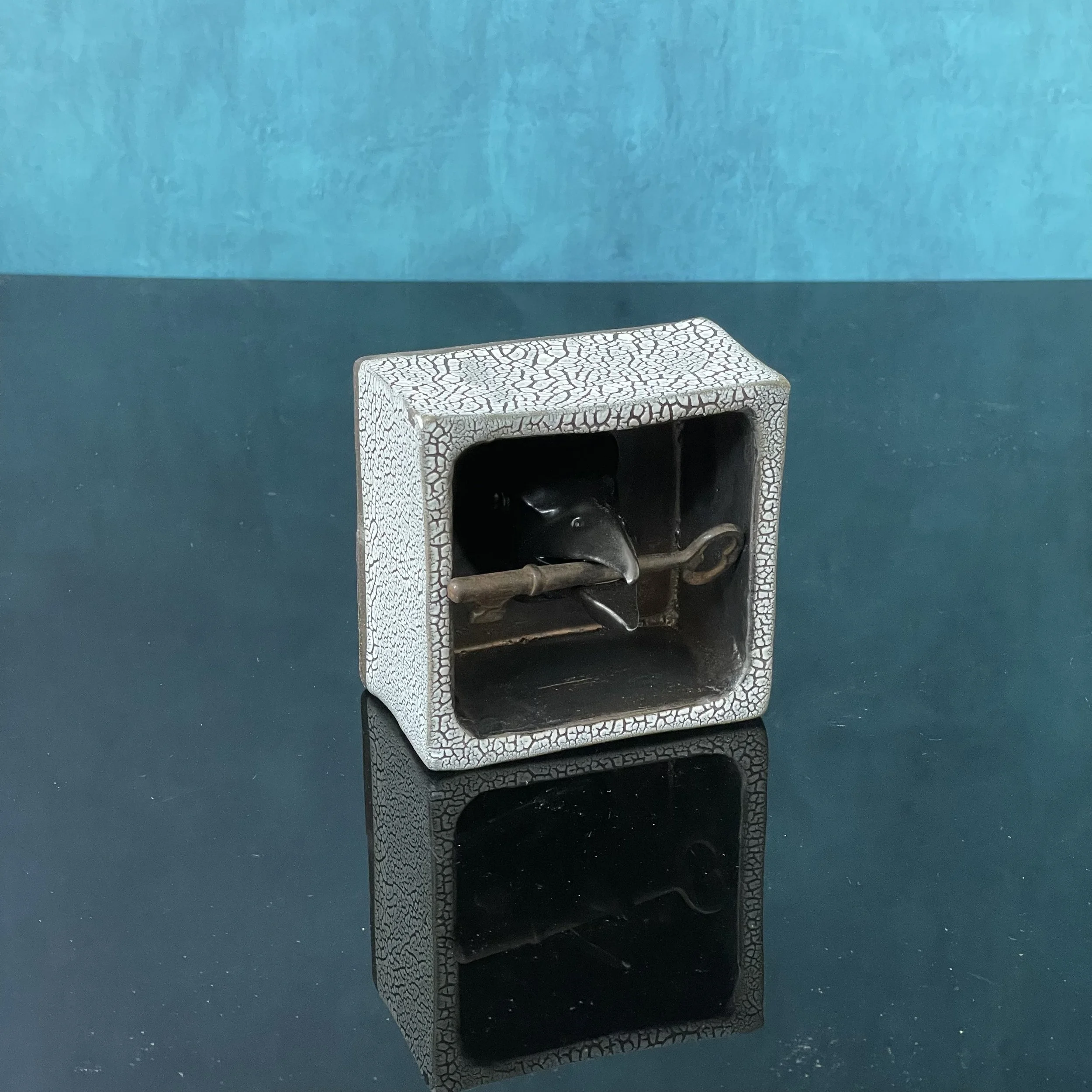 Raven  with key shadow box