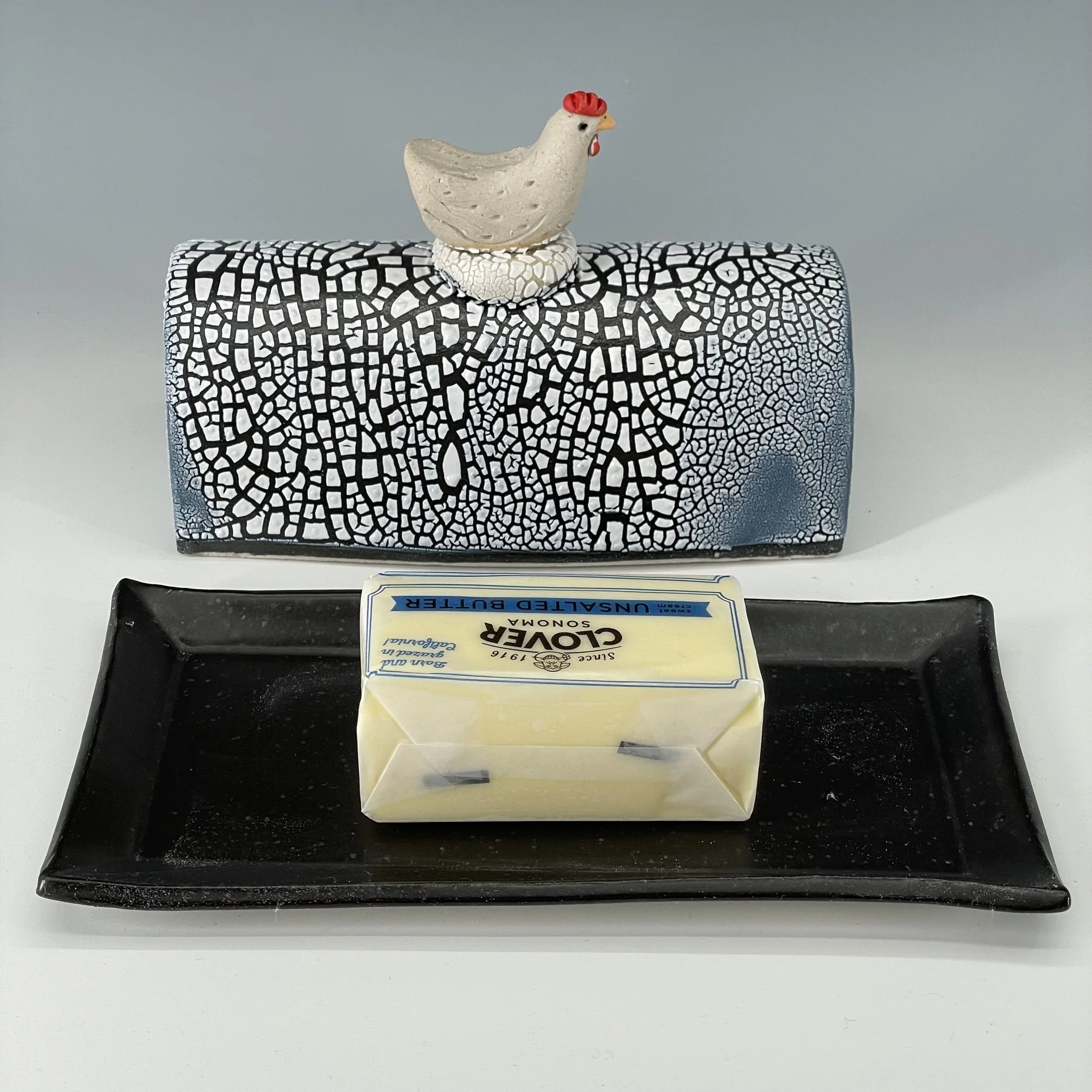 chicken butter dish open