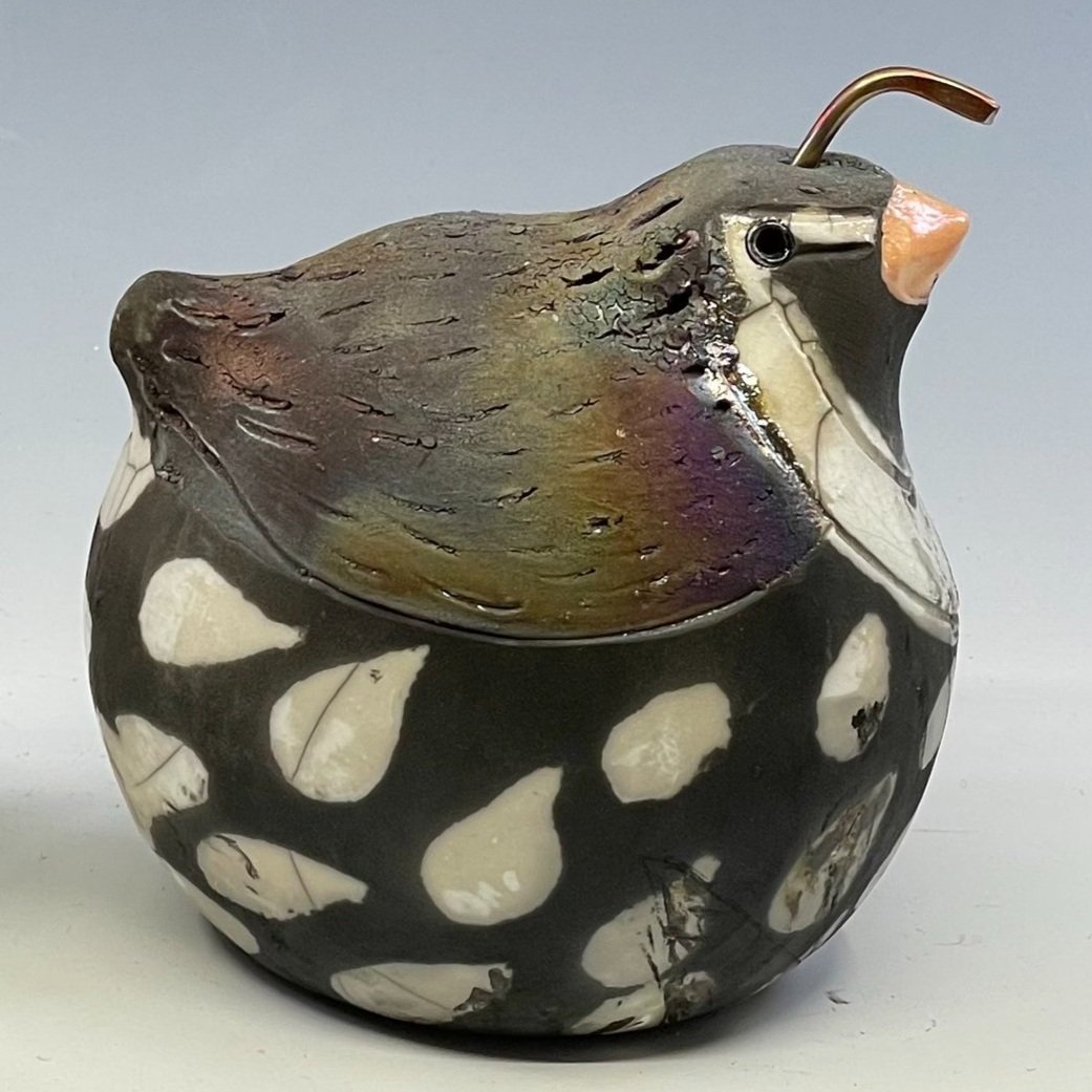 Raku fired quail