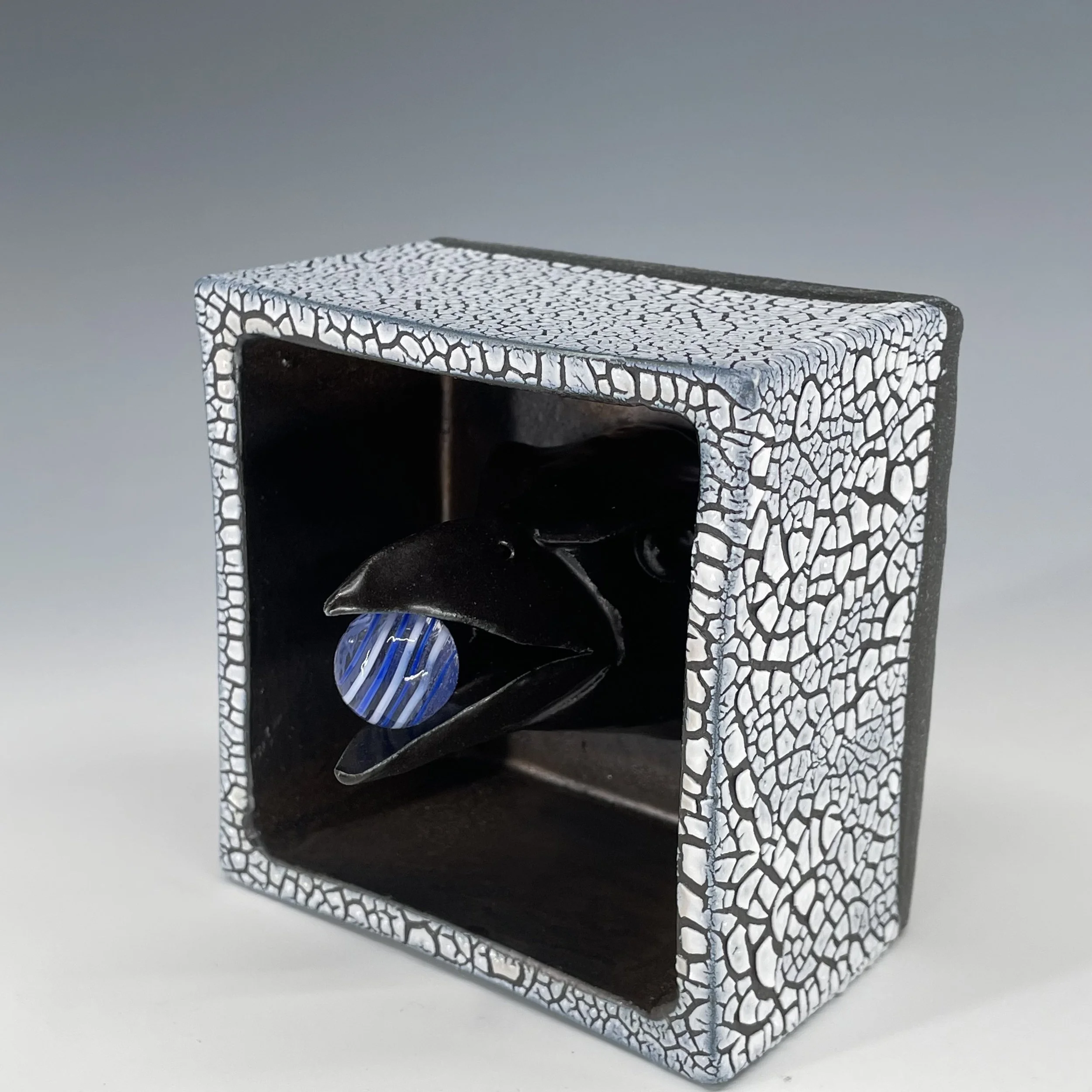 Raven Shadowbox with blue marble