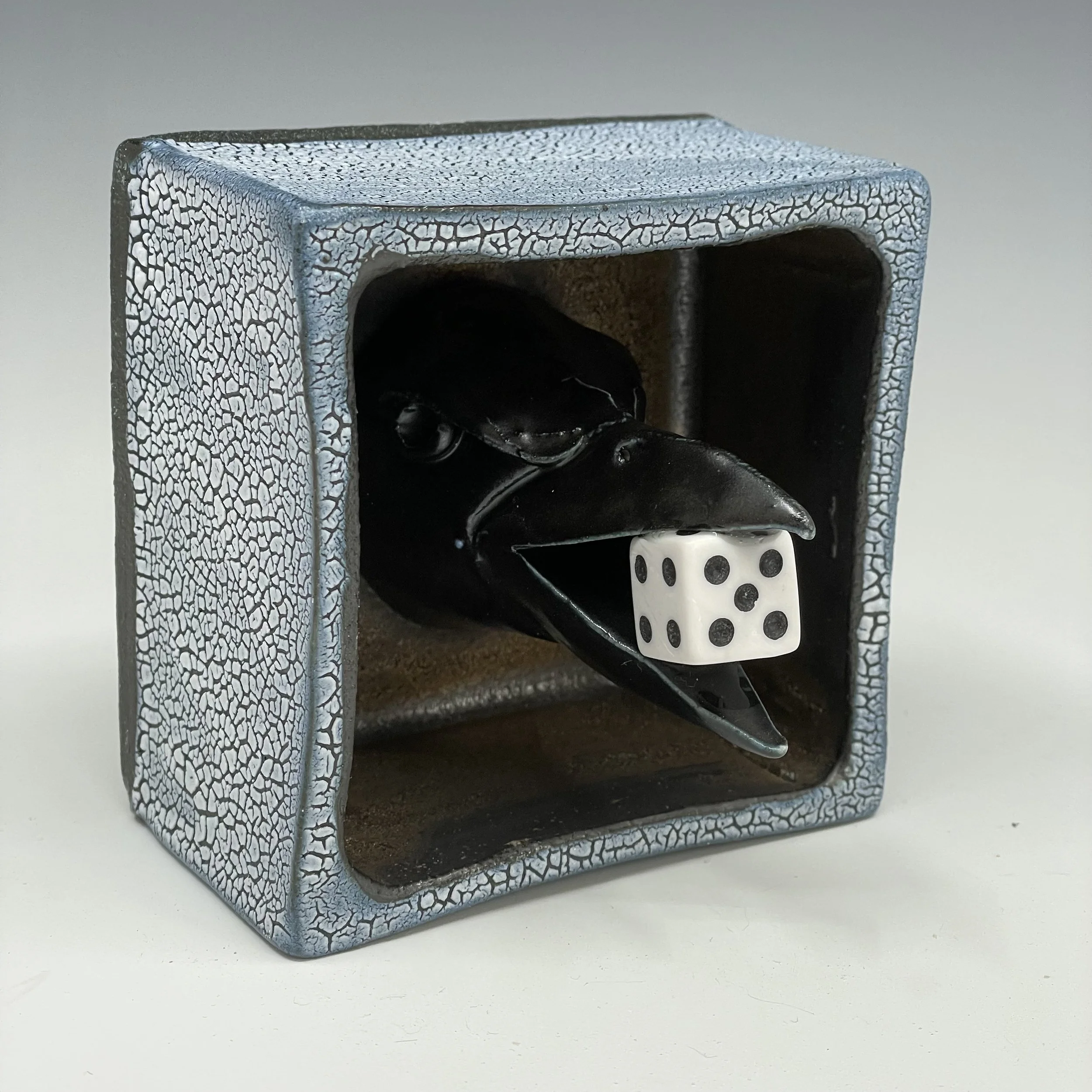 Raven with dice shadow box