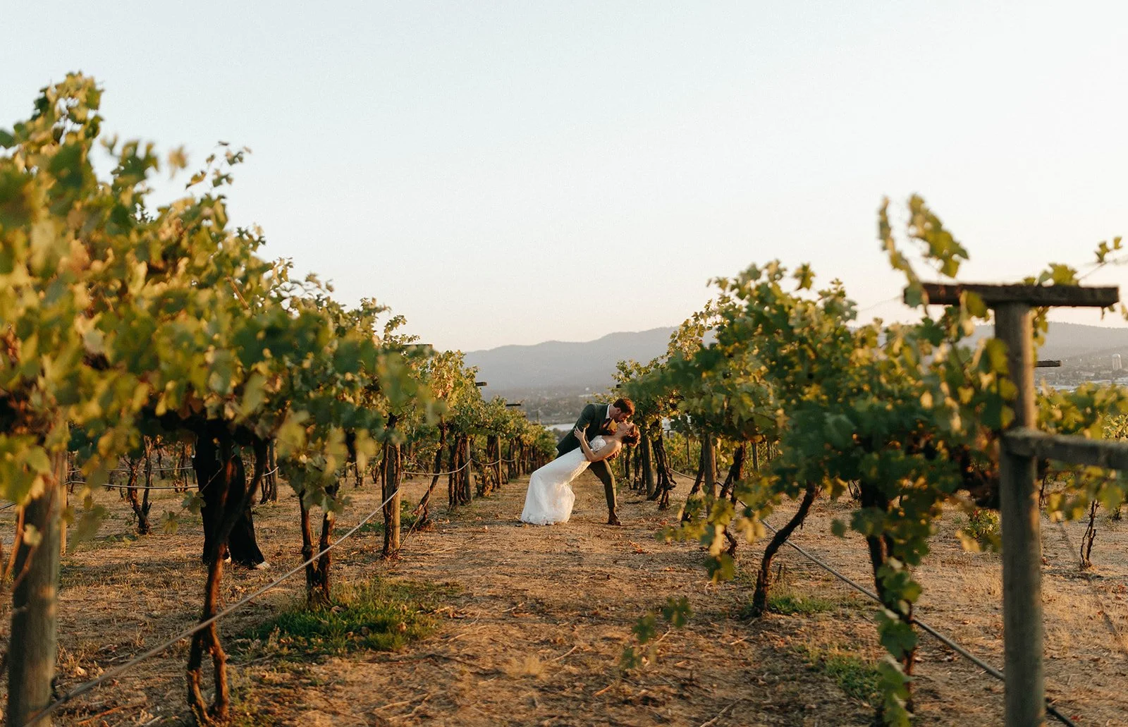 couple kissing in summer sun spokane valley washington wedding planner