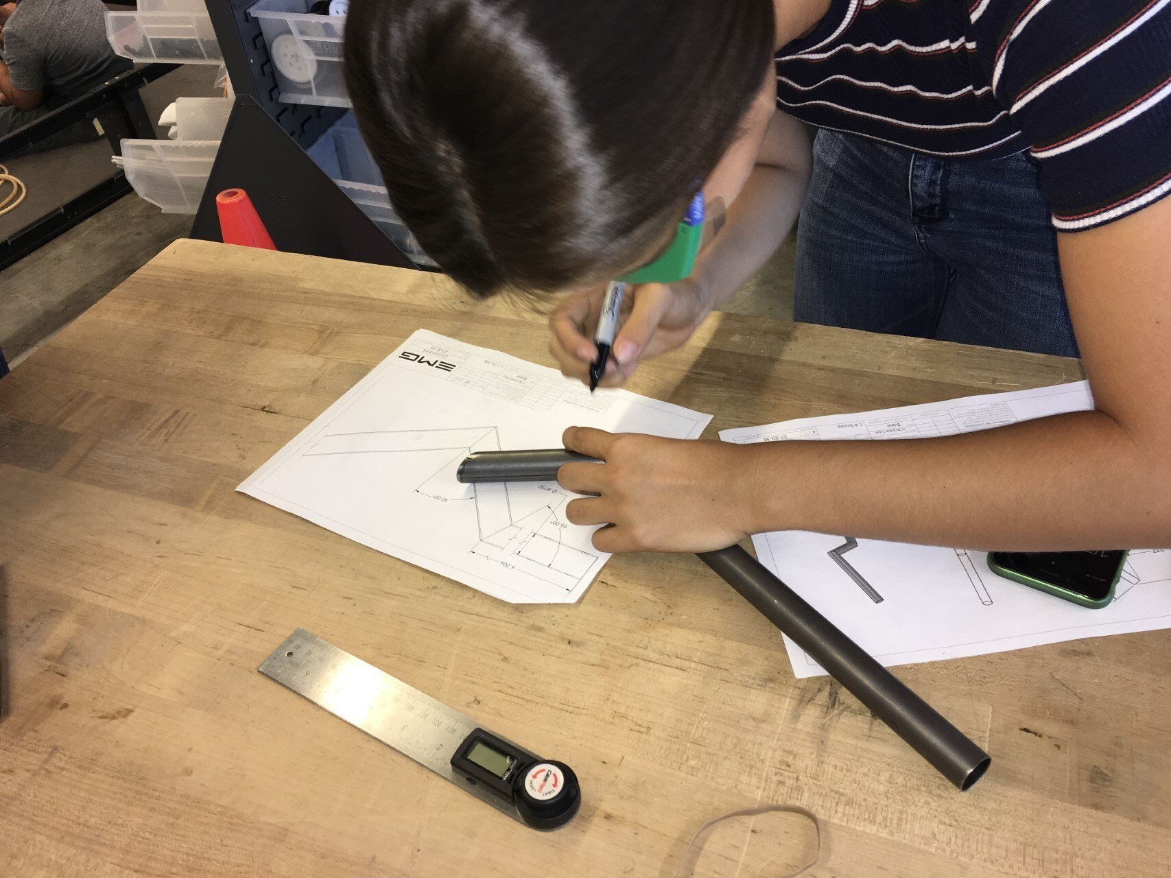   Checking the drawings for the control stick.  