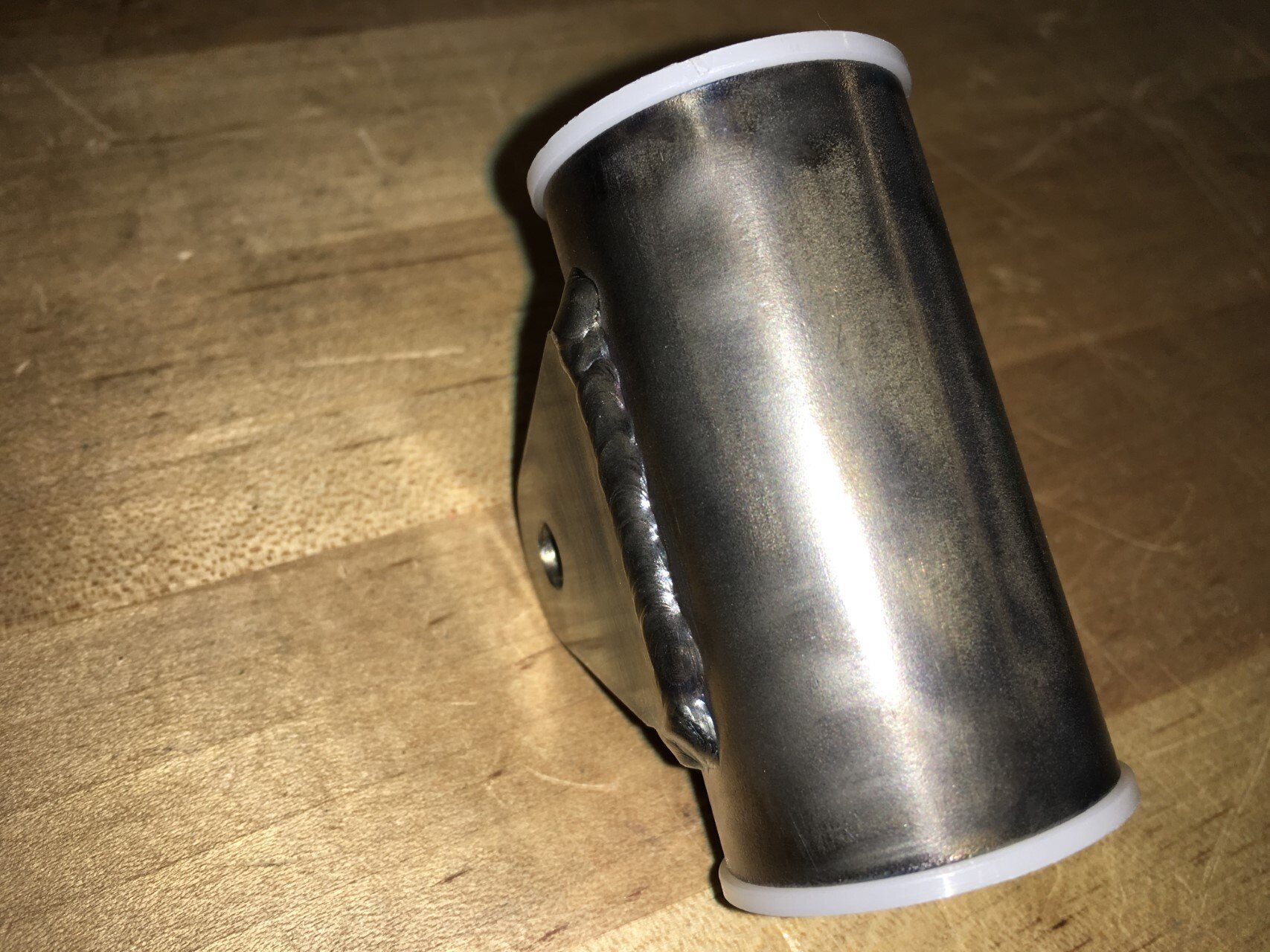   Completed aileron torque tube bearing with nylon bushings inserted.  