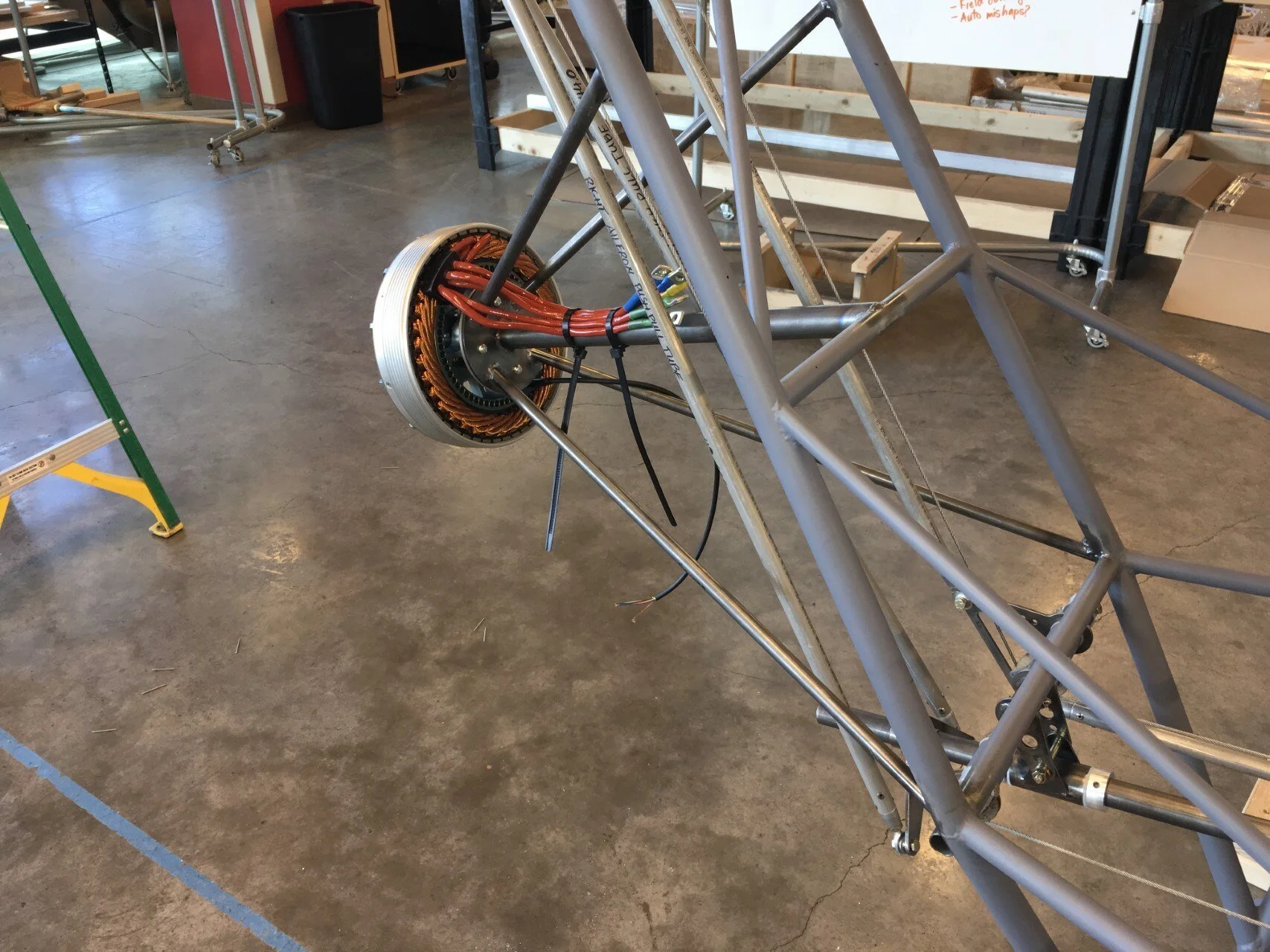   The motor is finally mounted to the fuselage frame.  
