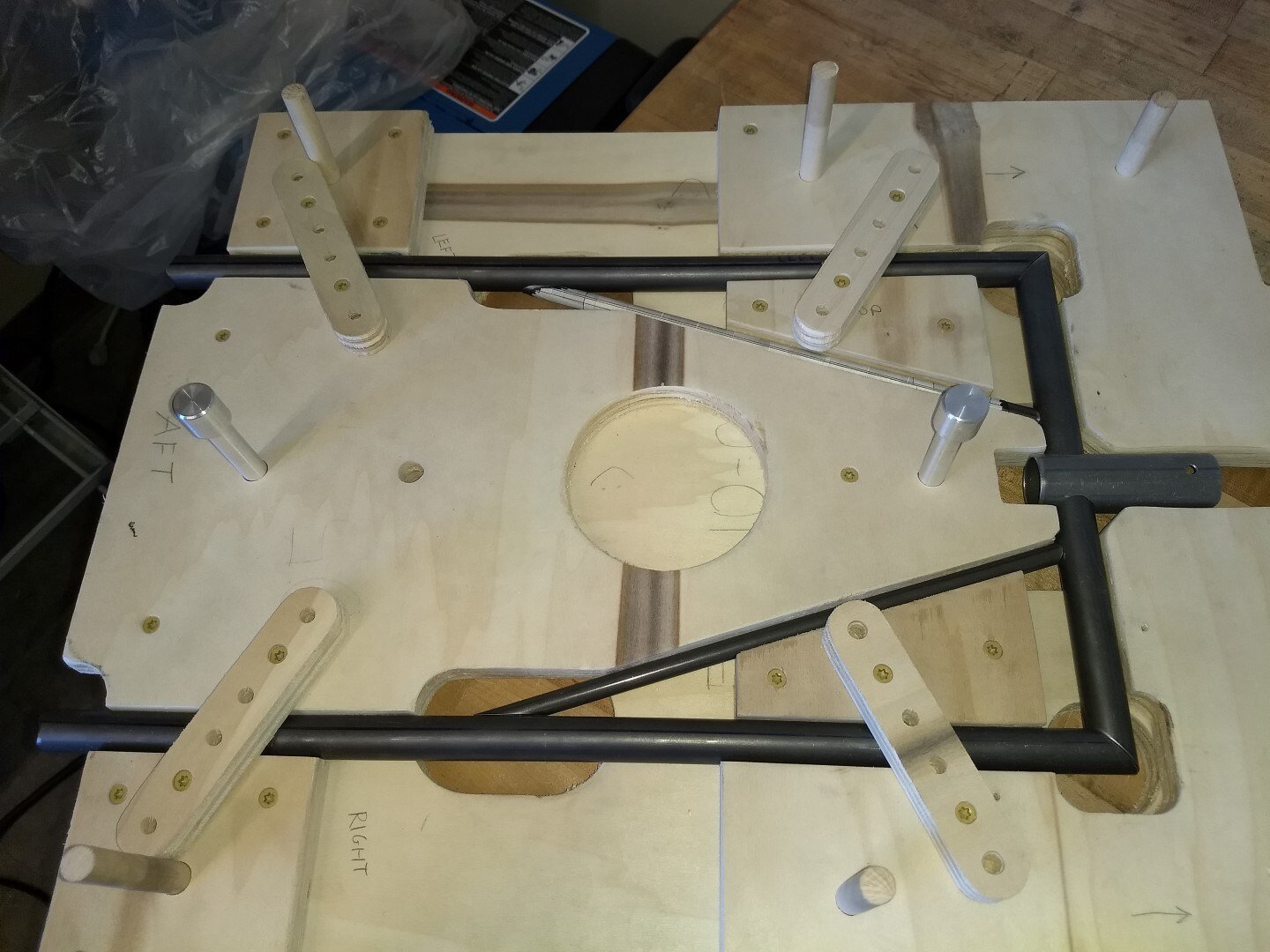 Landing gear box assembly ready for welding.