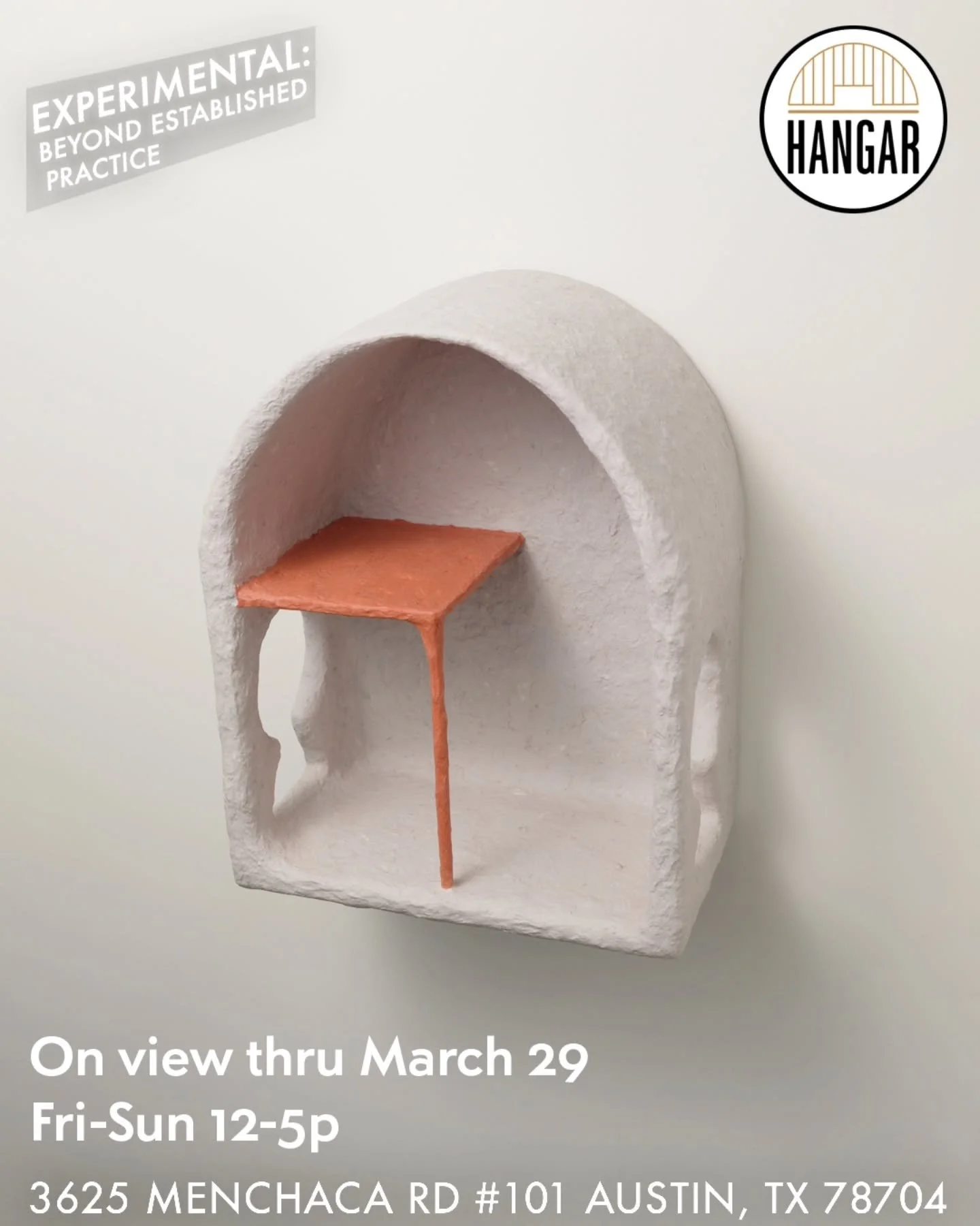 Last weekend to see this show about artistic experimentation.

This place for keeping things references the classic shape of architectural wall niches. Keyhole cutouts on the sides allow light to flood in and also offer an allusion to security. A spa