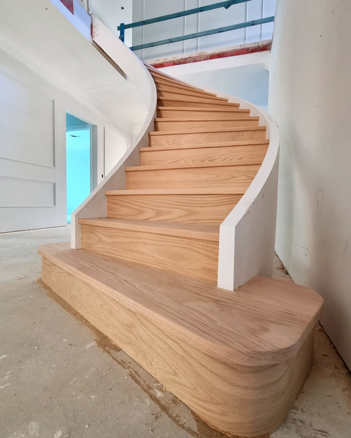 Some progress shots of our free-standing geometric staircase.