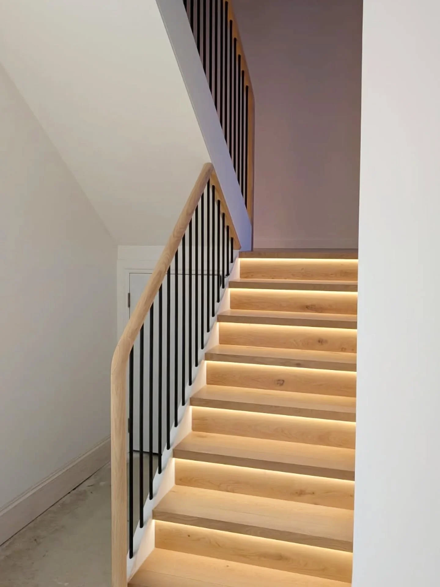 Stunning staircase and balustrade recently completed. Love this sleek balustrade design.