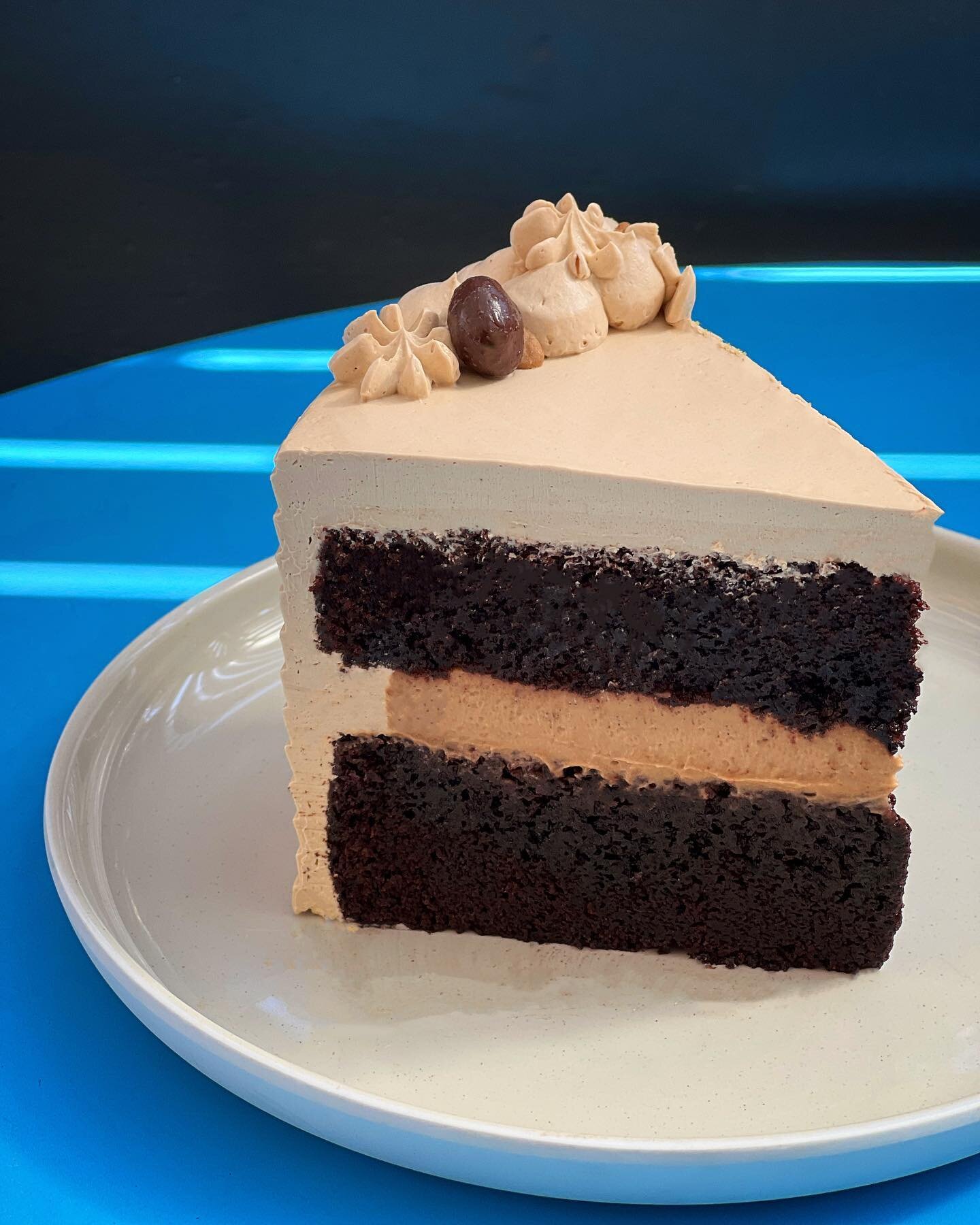 Who wants cake? Try a slice of our all-new Moka! Devil&rsquo;s food chocolate cake layered with an espresso pastry cream filling and topped with an espresso infused buttercream. 🤎