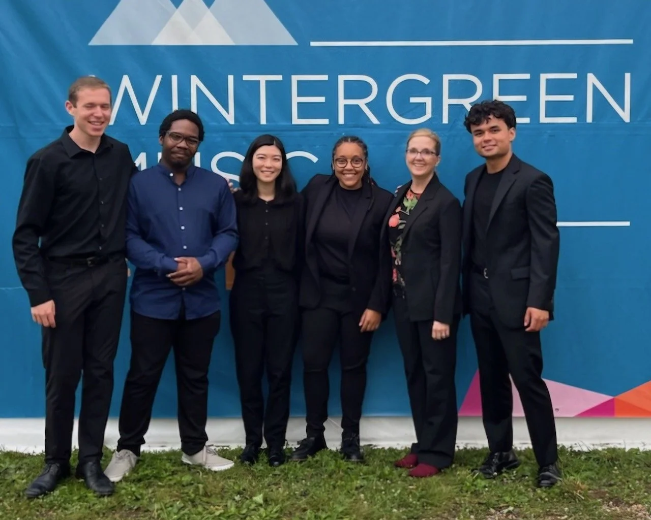 2024 Wintergreen conductors! (L-R: yours truly, Quinn Mason, Lina Jeong, Naima Burrs, Erin Freeman, Elliott Weeks)