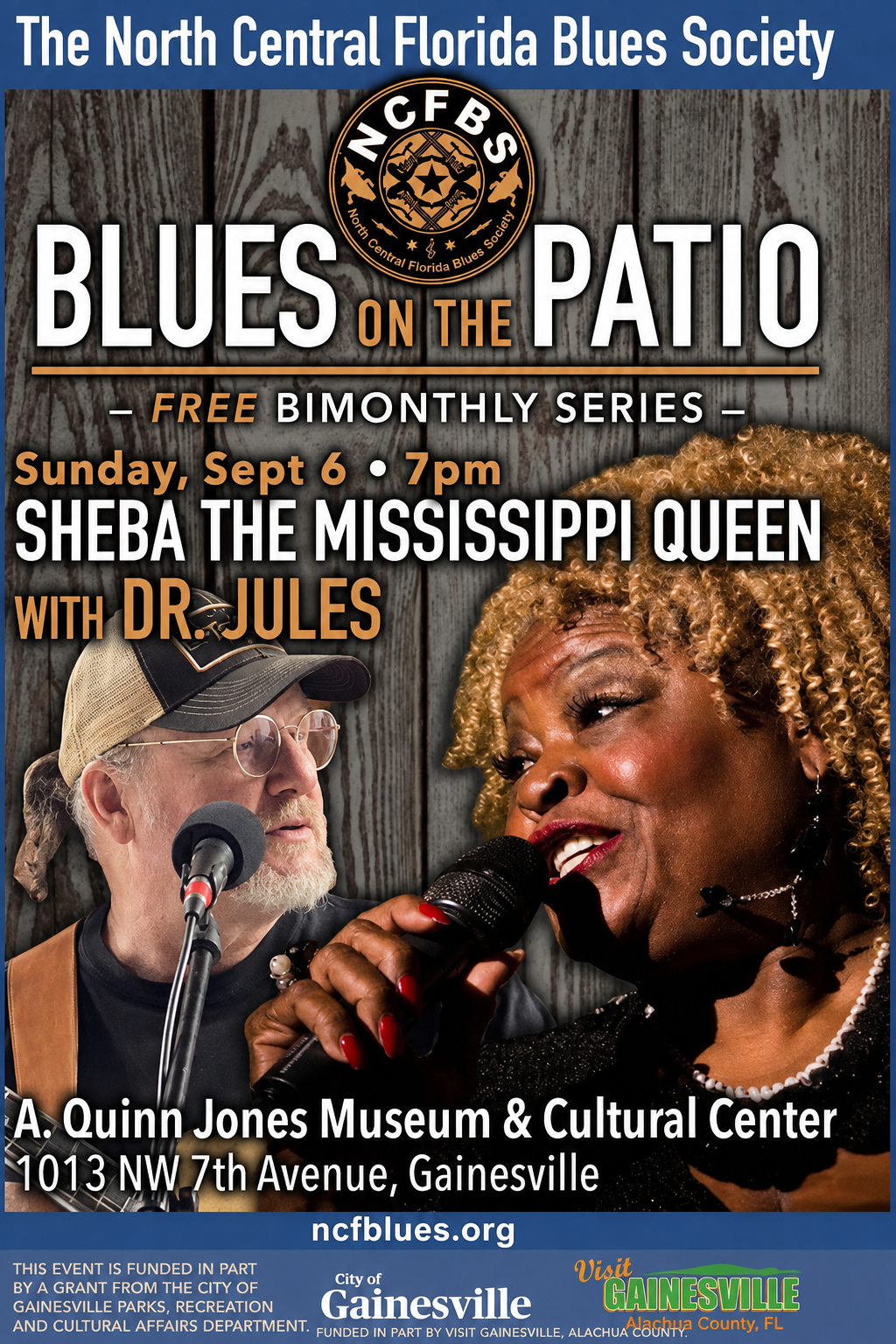 Sheba the Mississippi Queen closes out the Blues on the Patio season series at the A. Quinn Jones Museum & Cultural Center in Gainesville,