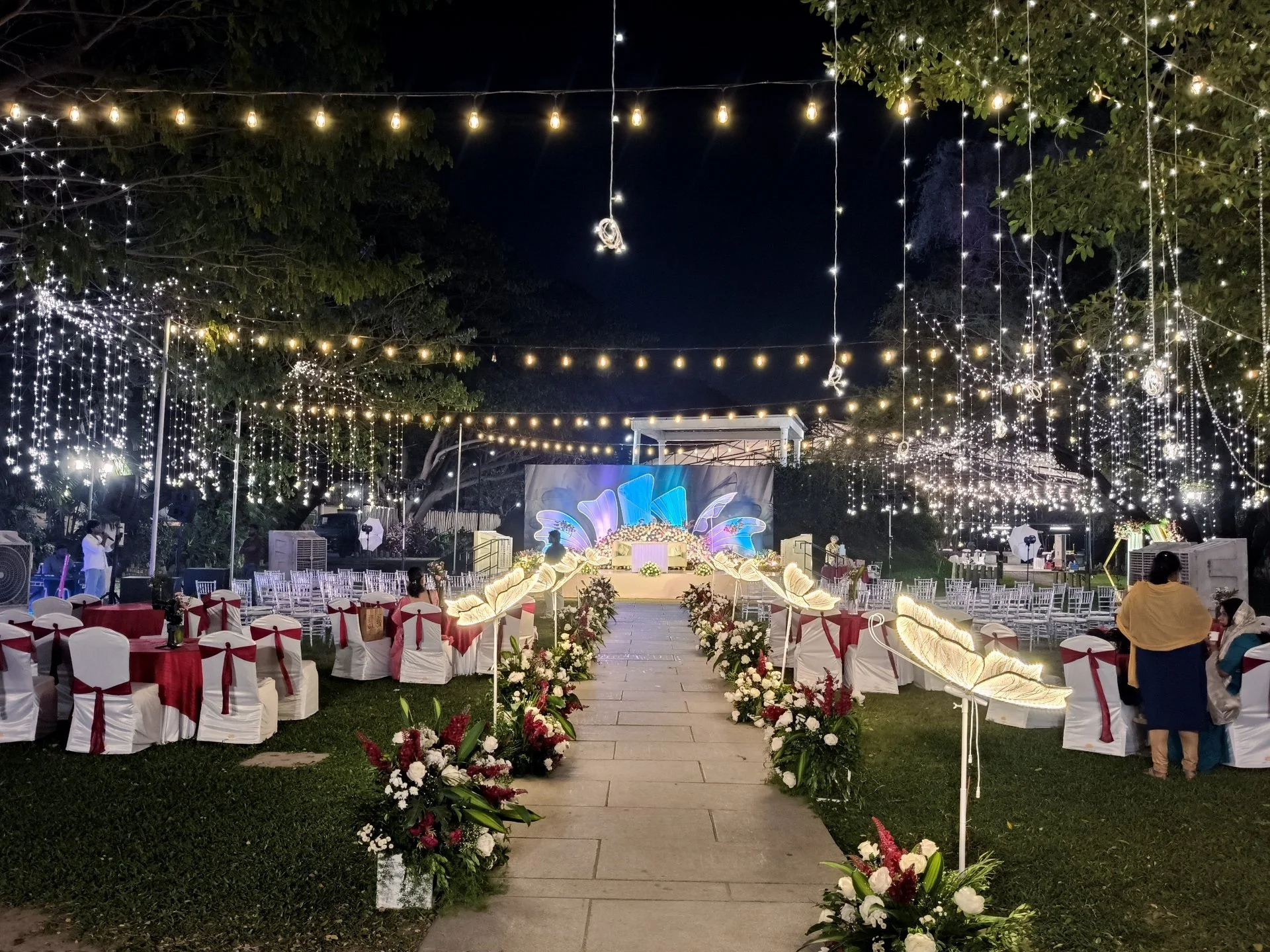 Sundowner wedding celebration at Golden Rush Valley SPP Gardens Chennai with warm evening lighting
