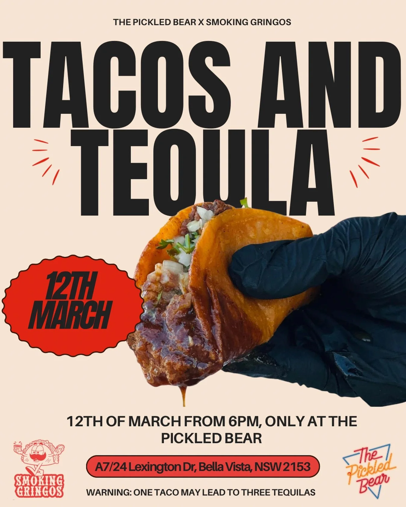 Have you secured your spot yet? 🌮🍹

We&rsquo;re bringing back Tacos &amp; Tequila Night with Smoking Gringos on March 12th from 6pm! Tables fill quickly, so make sure you book early to avoid missing out.

Enjoy a lineup of margaritas, classic, stra