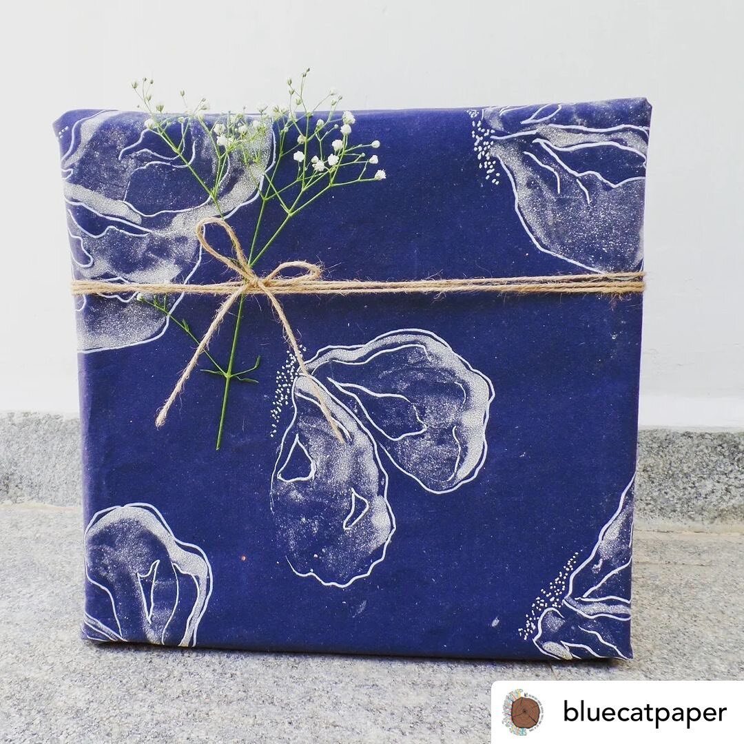 It&rsquo;s finally here! Hand painted gift wraps on @bluecatpaper&rsquo;s tree free paper! More details below 🌳
.
Posted @withregram &bull; @bluecatpaper We support small businesses!
Sustainable hand painted Gift wraps!

This charming butterfly patt
