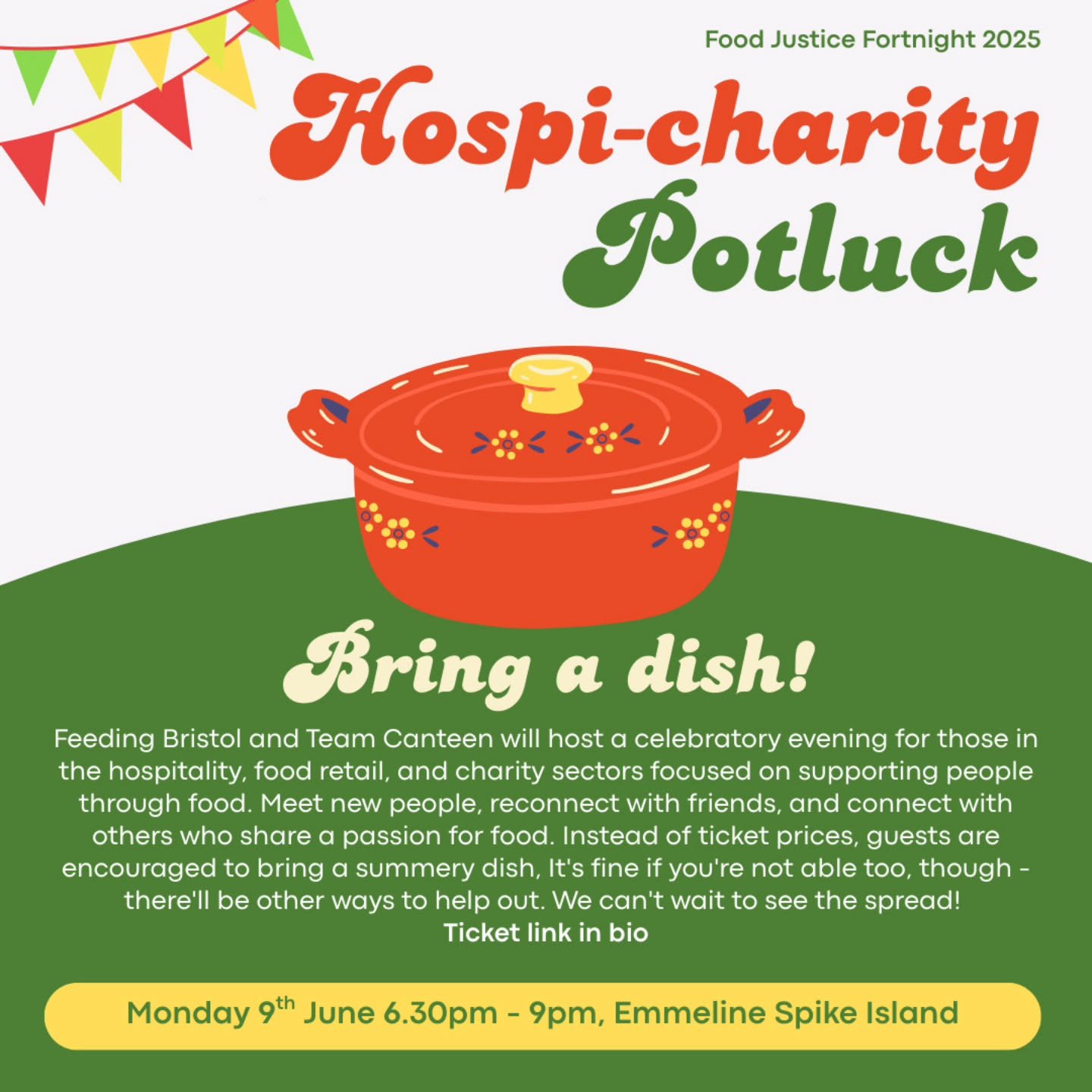 Feeding Bristol and Team Canteen will host a celebratory evening for those in the hospitality, food retail, and charity sectors focused on supporting people through food. Meet new people, reconnect with friends, and connect with others who share a pa