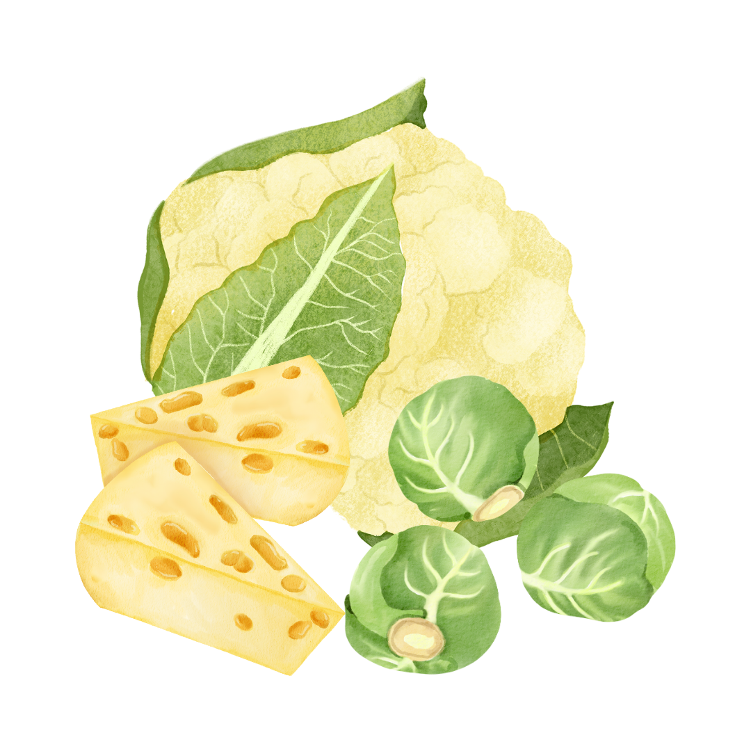 Cheesy Cauliflower and Sprout Bake