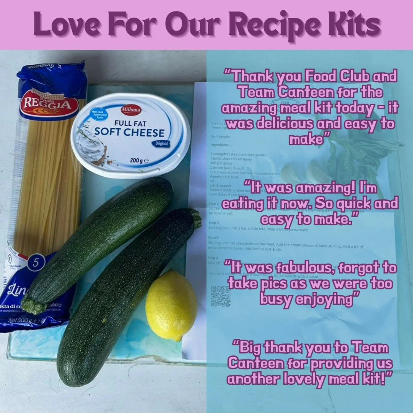 Our creamy courgette linguine went down a storm for our last recipe kits and love being feedback for them ❤️. 

We've reached the season where courgettes are abundant so wanted to come up with a delicious, easy recipe to use them up! 

Have a go, it'