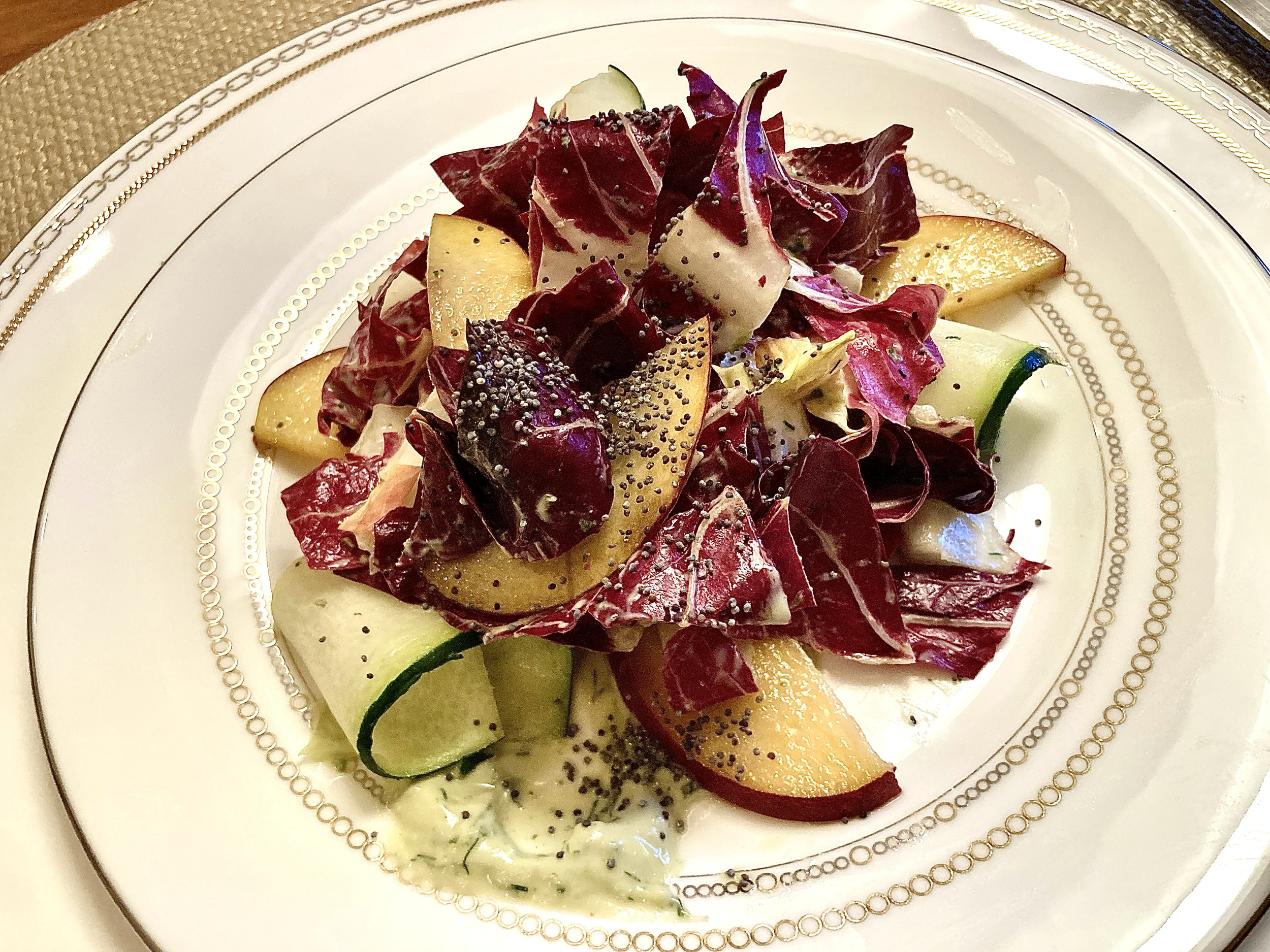 plum radicchio shaved zucchini salad (vegan +gf + low sodium)