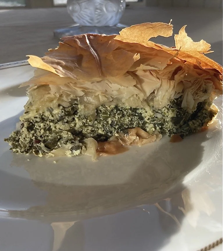 mixed greens and farmer cheese pie (vegetarian + low sodium)