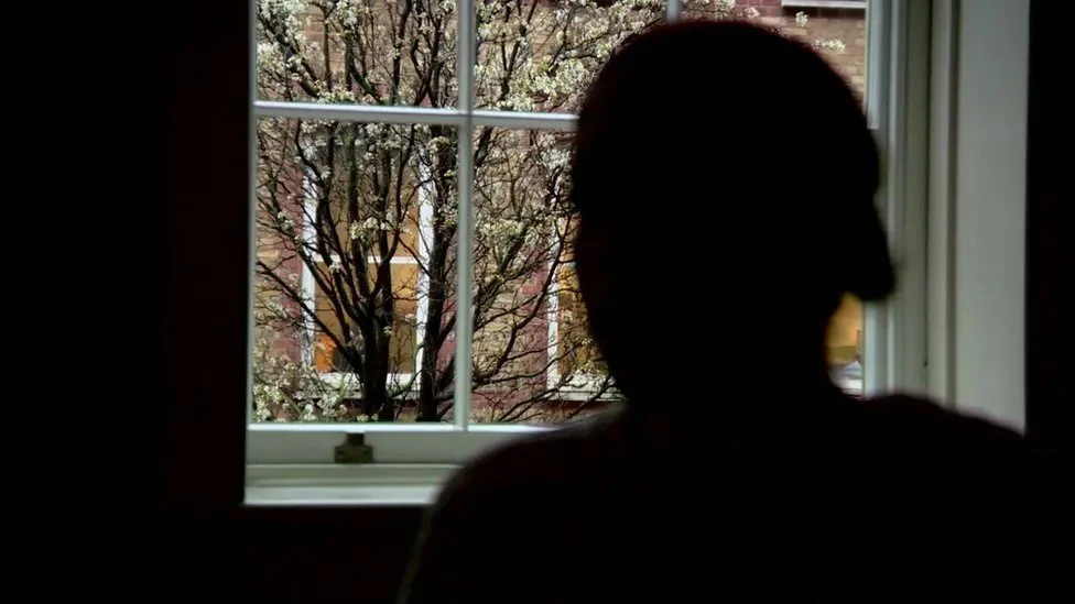 Anonymous women looking through a window