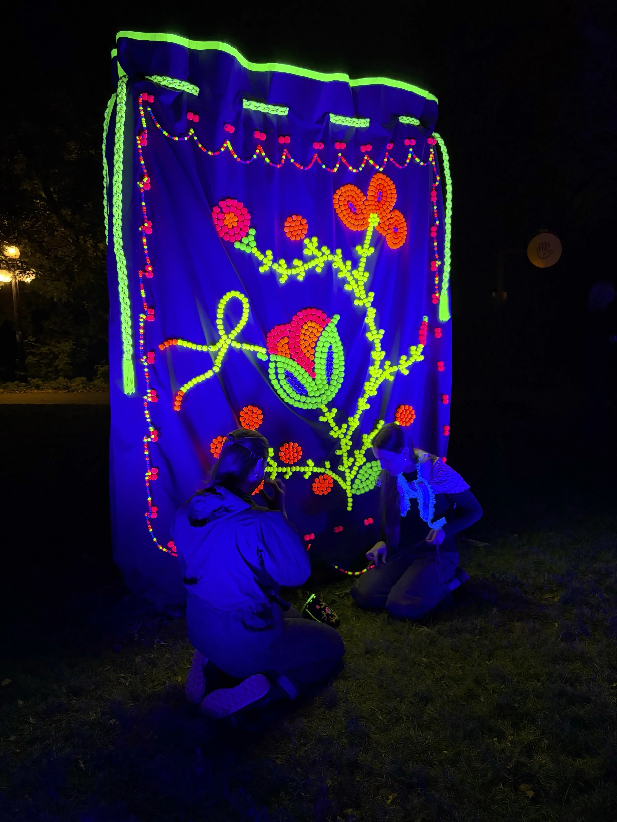 Giant Métis beadwork public art installation