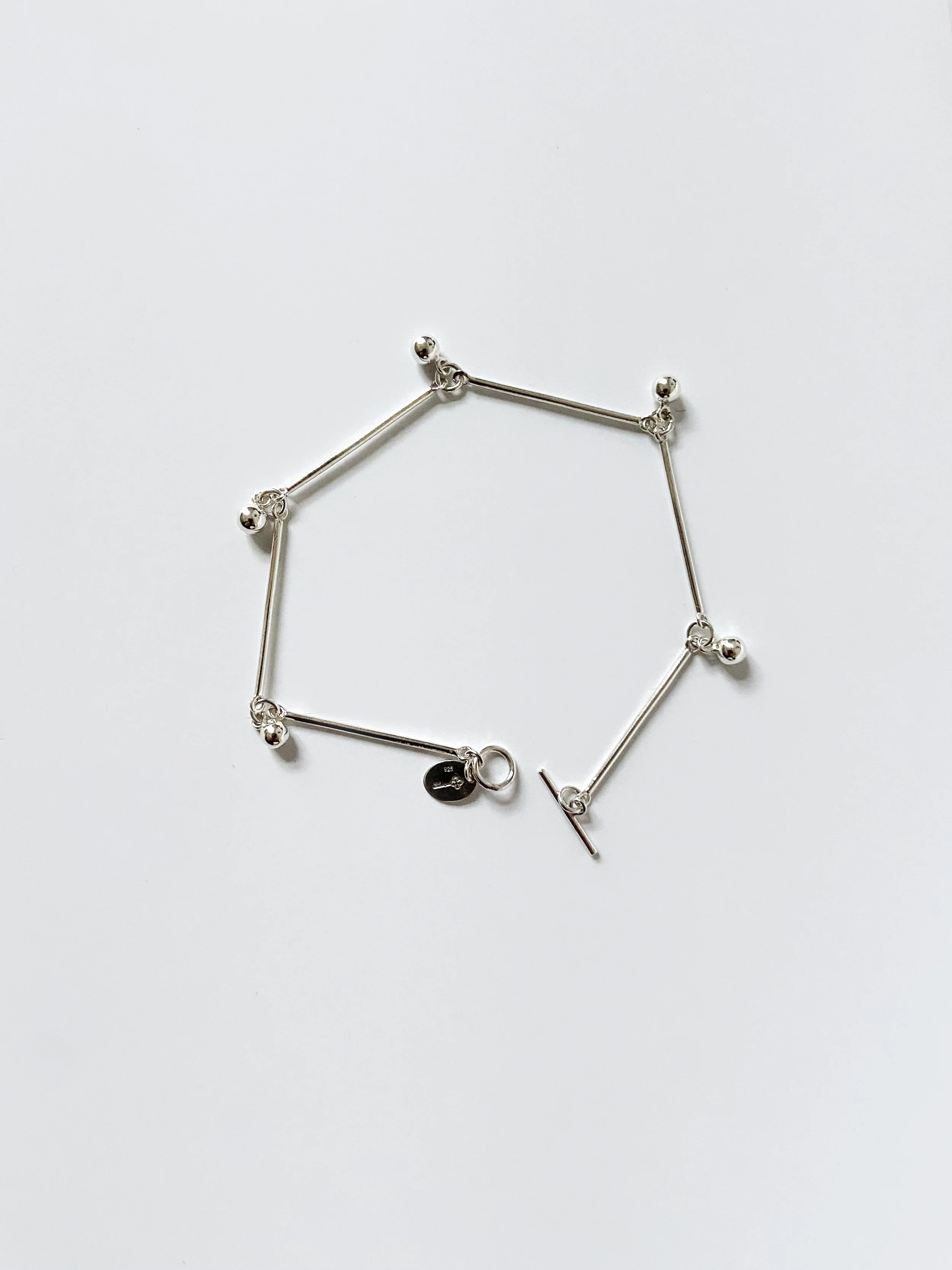 Hexa bracelet, recycled scrap silver, 2024