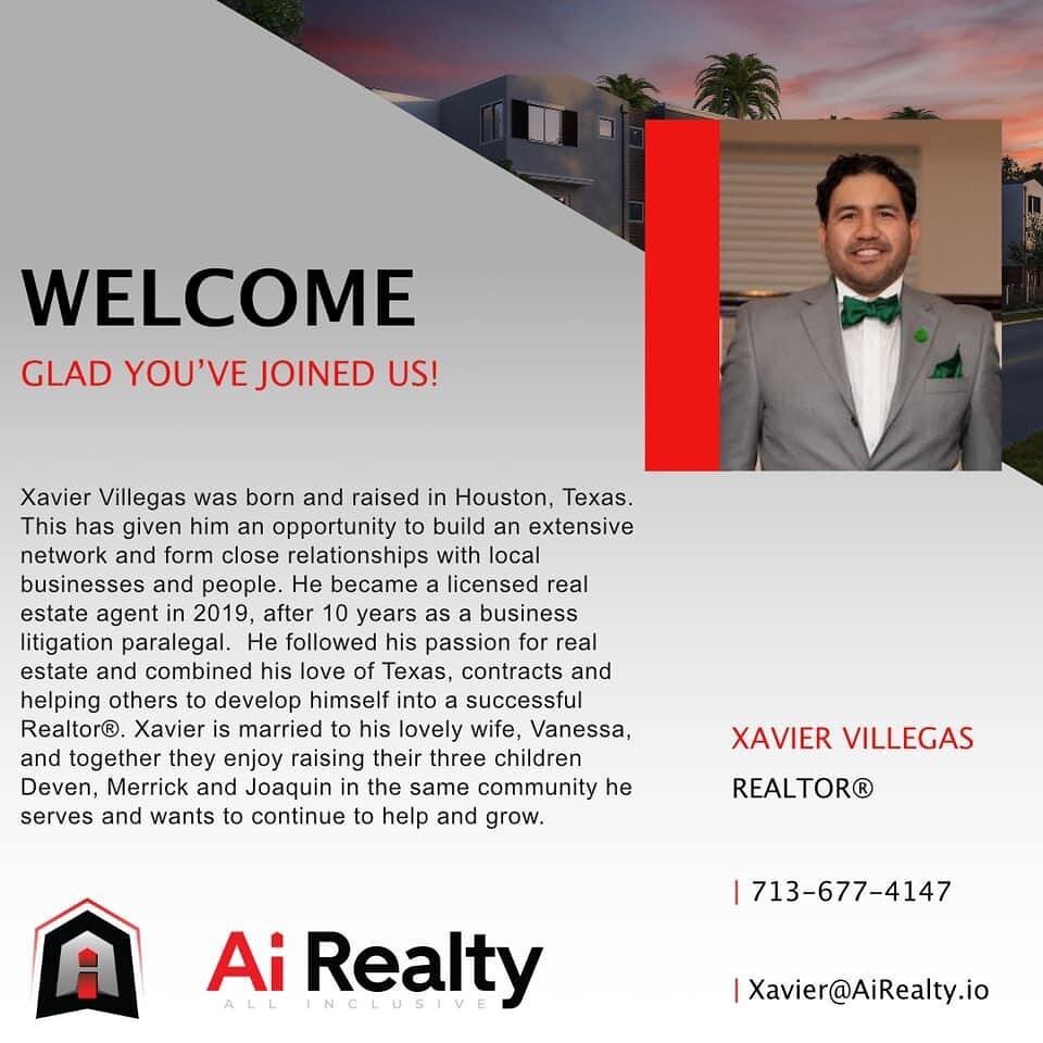 WELCOME TO Ai 🔥🚀 @realtorxavier Comes to the team with a paralegal and business  background, his knowledge of contracts and deal structure brings an amazing quality to the Real Estate world! Let&rsquo;s Get It!! @airealty.io
