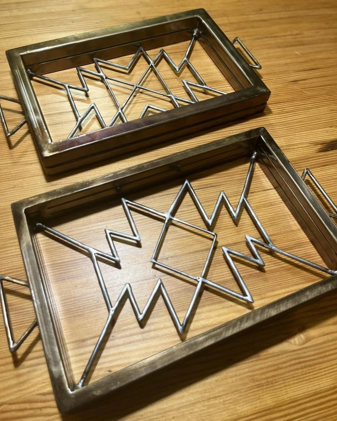 New trays to show at #bluffparkartshow this Saturday! 

#thelittleredweldingshop #welding #fabrication #womenwhoweld #femalefabricators #metalart #custommade