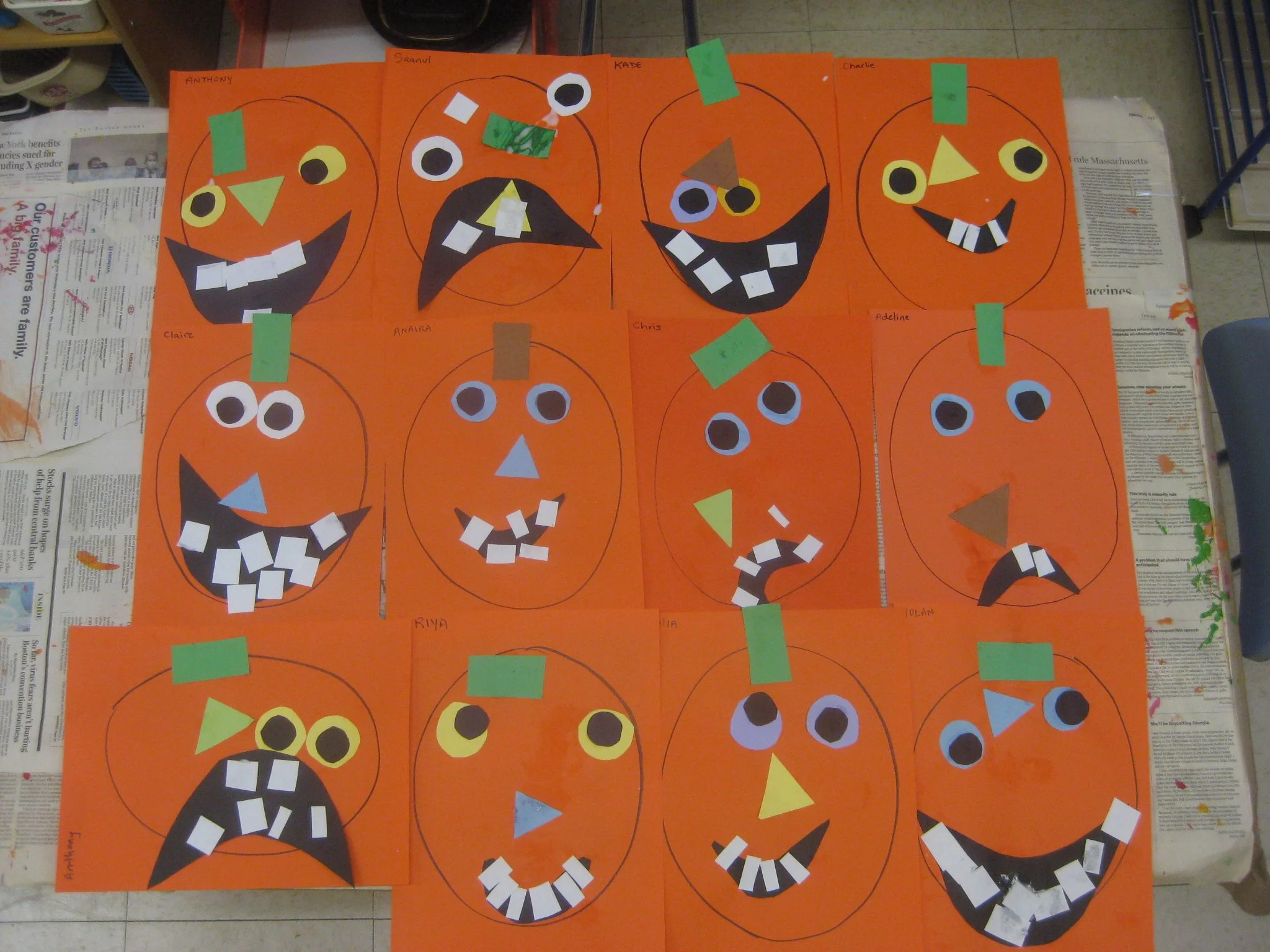 Lots of funny pumpkin faces.