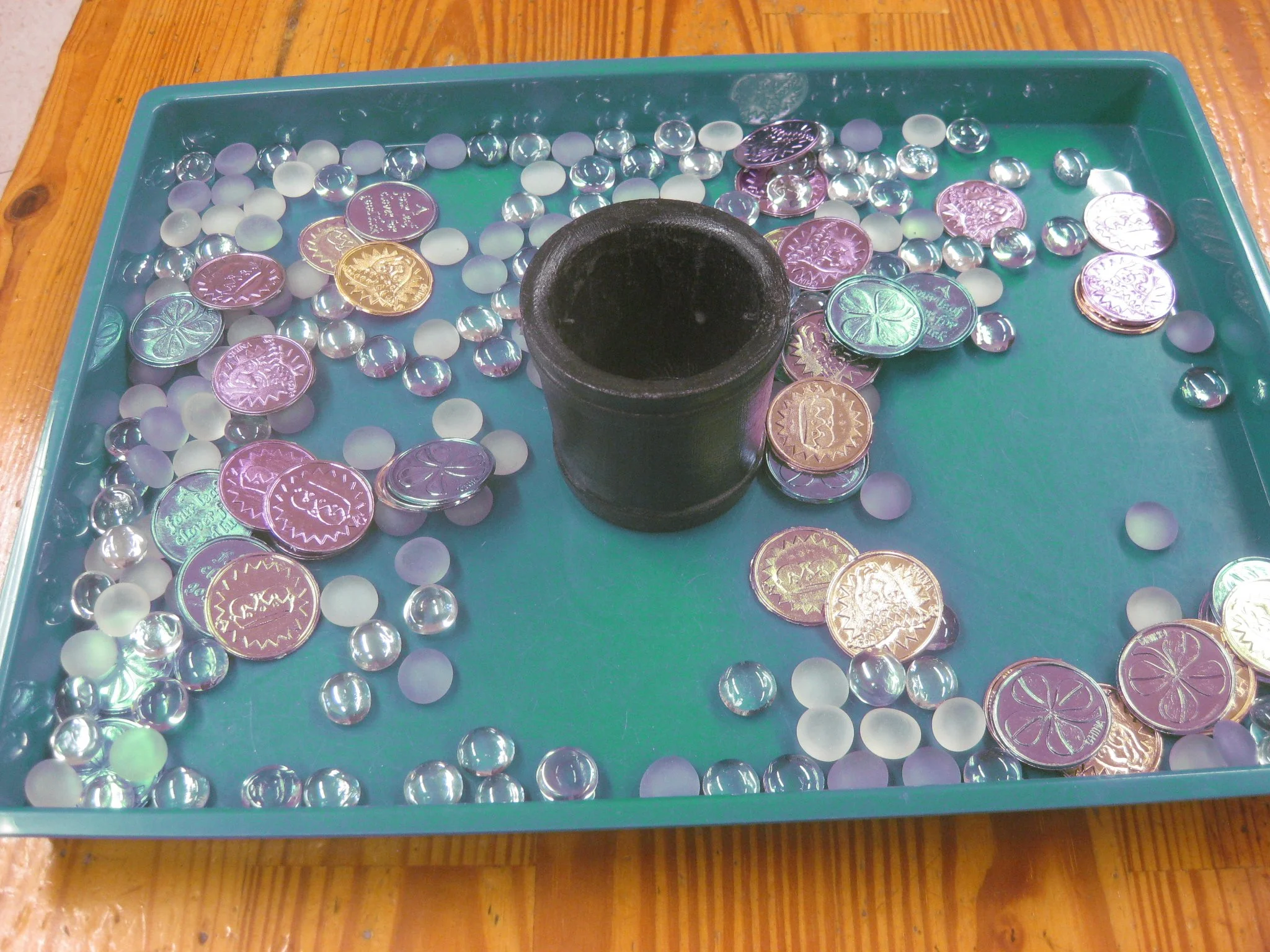 It was fun to fill the bucket with coins and stones.