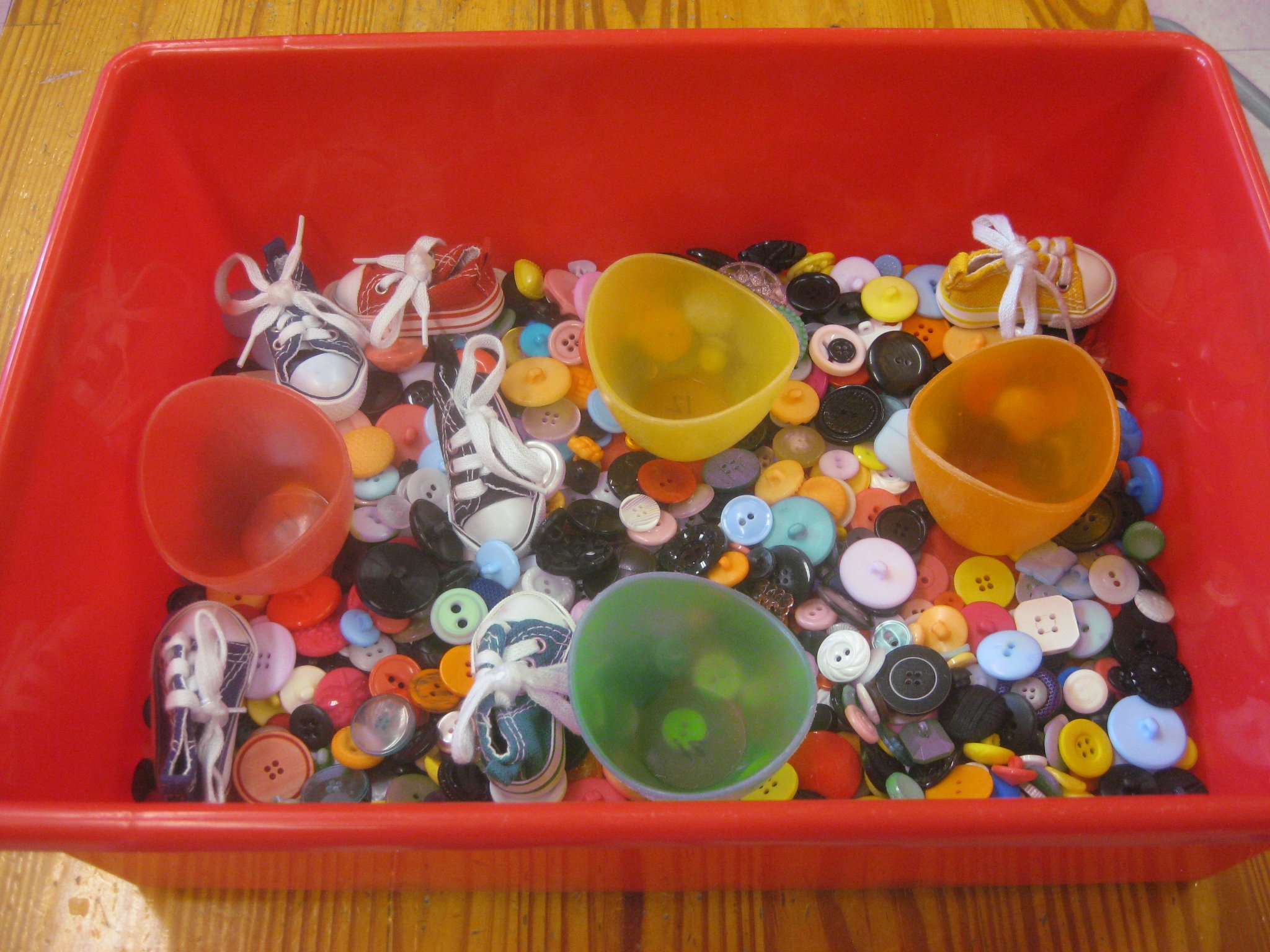 Lots of buttons and sneakers