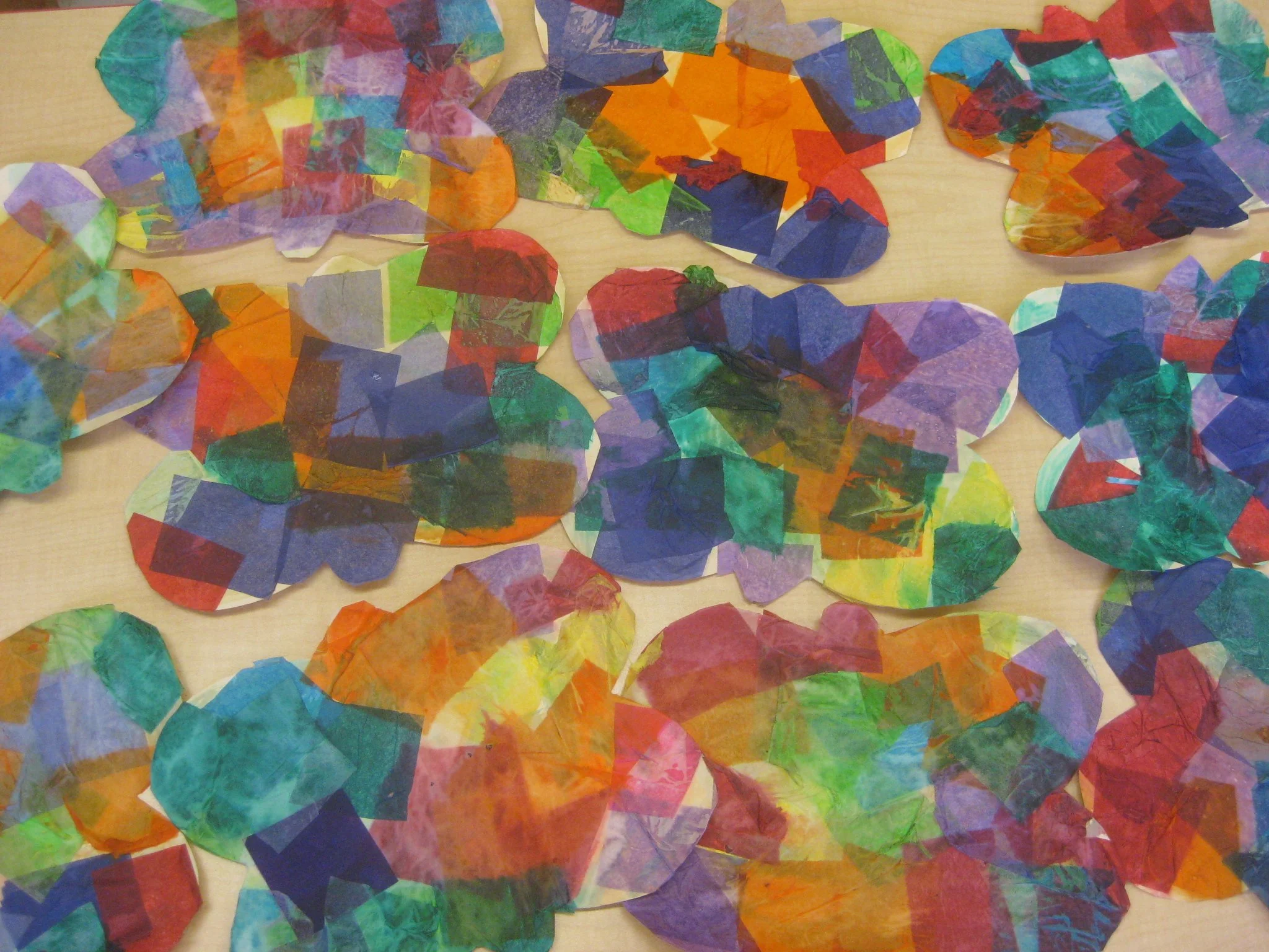 Tissue paper and glue wash butterflies