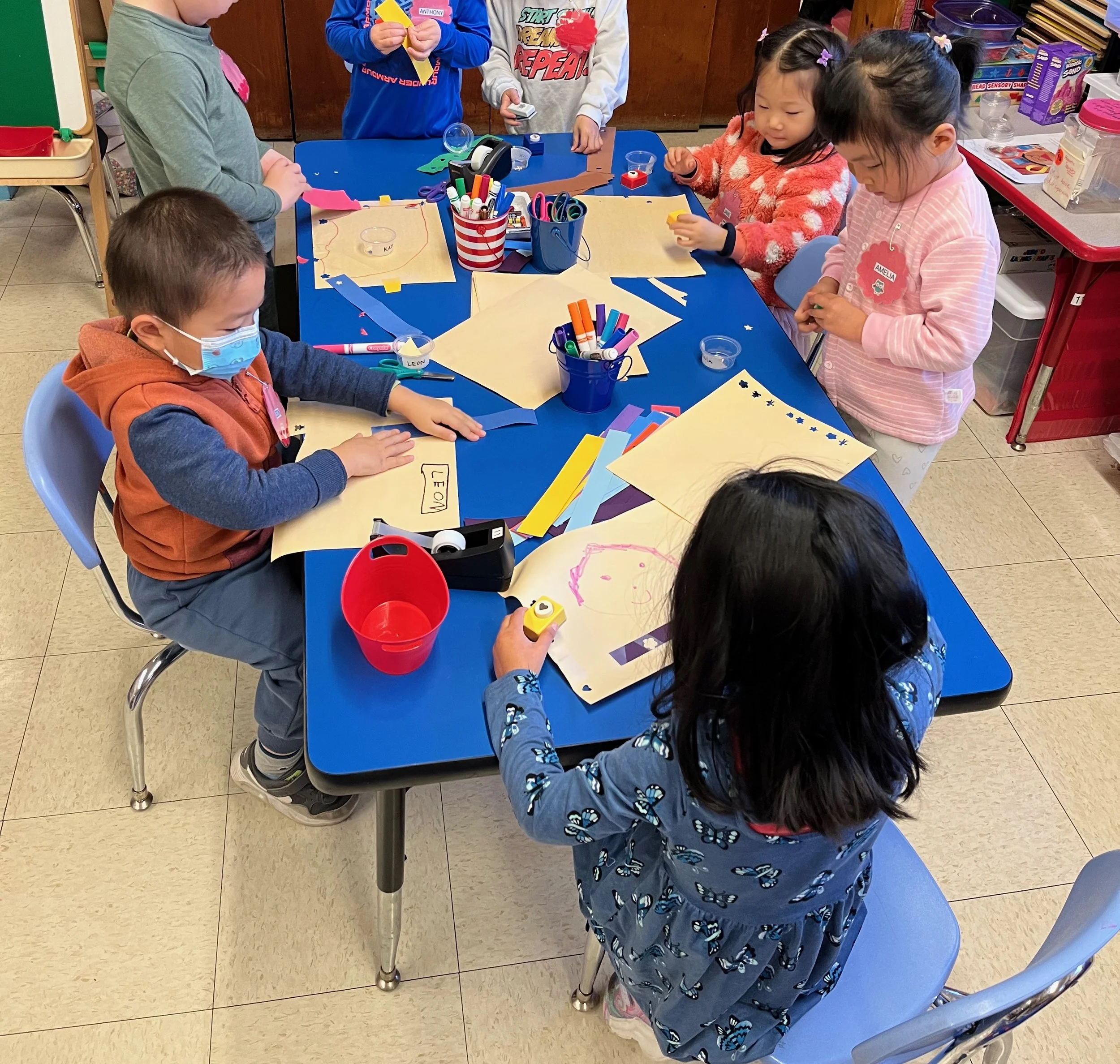 developing fine motor skills at the art table