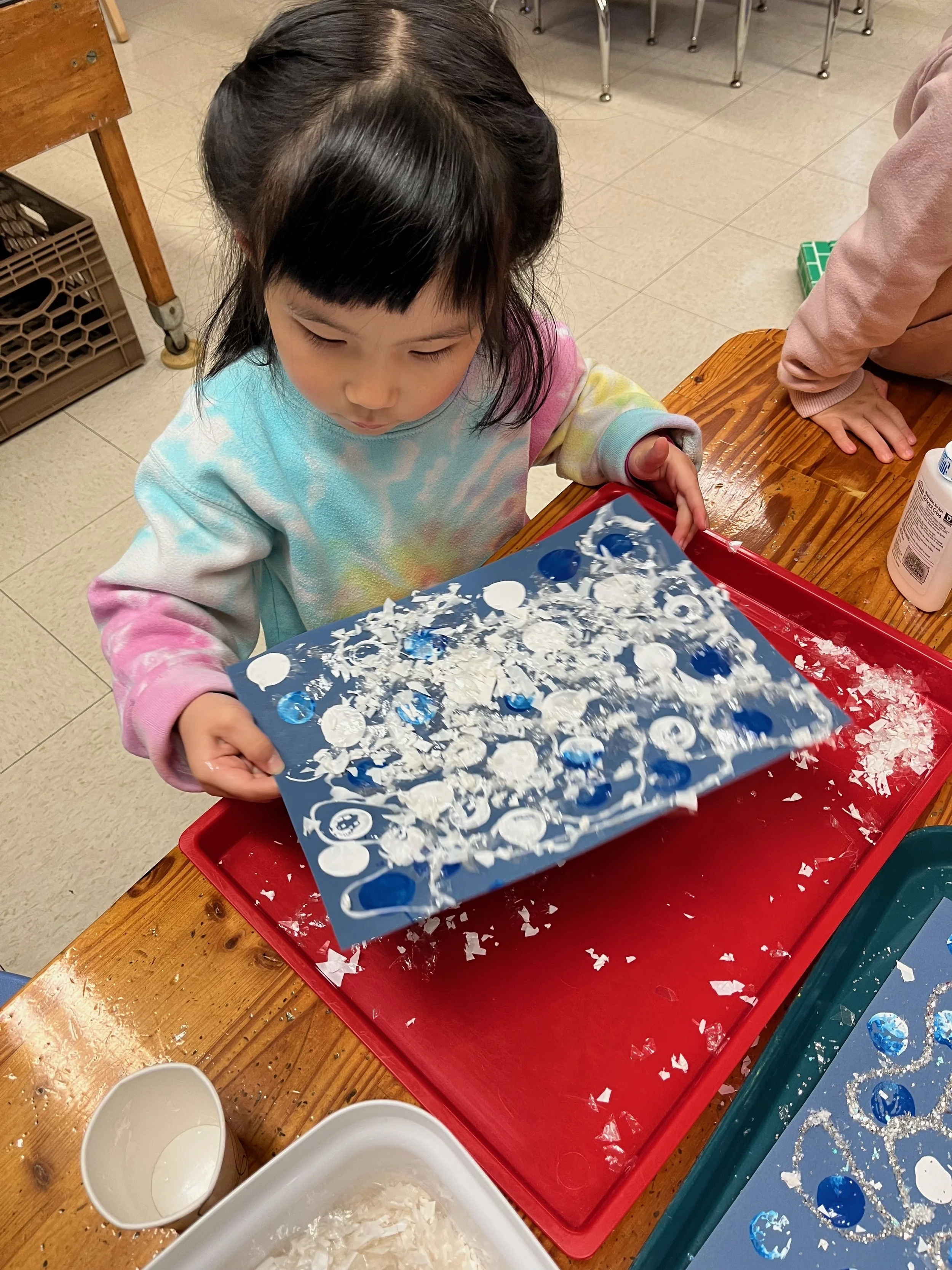 Adding snow confetti