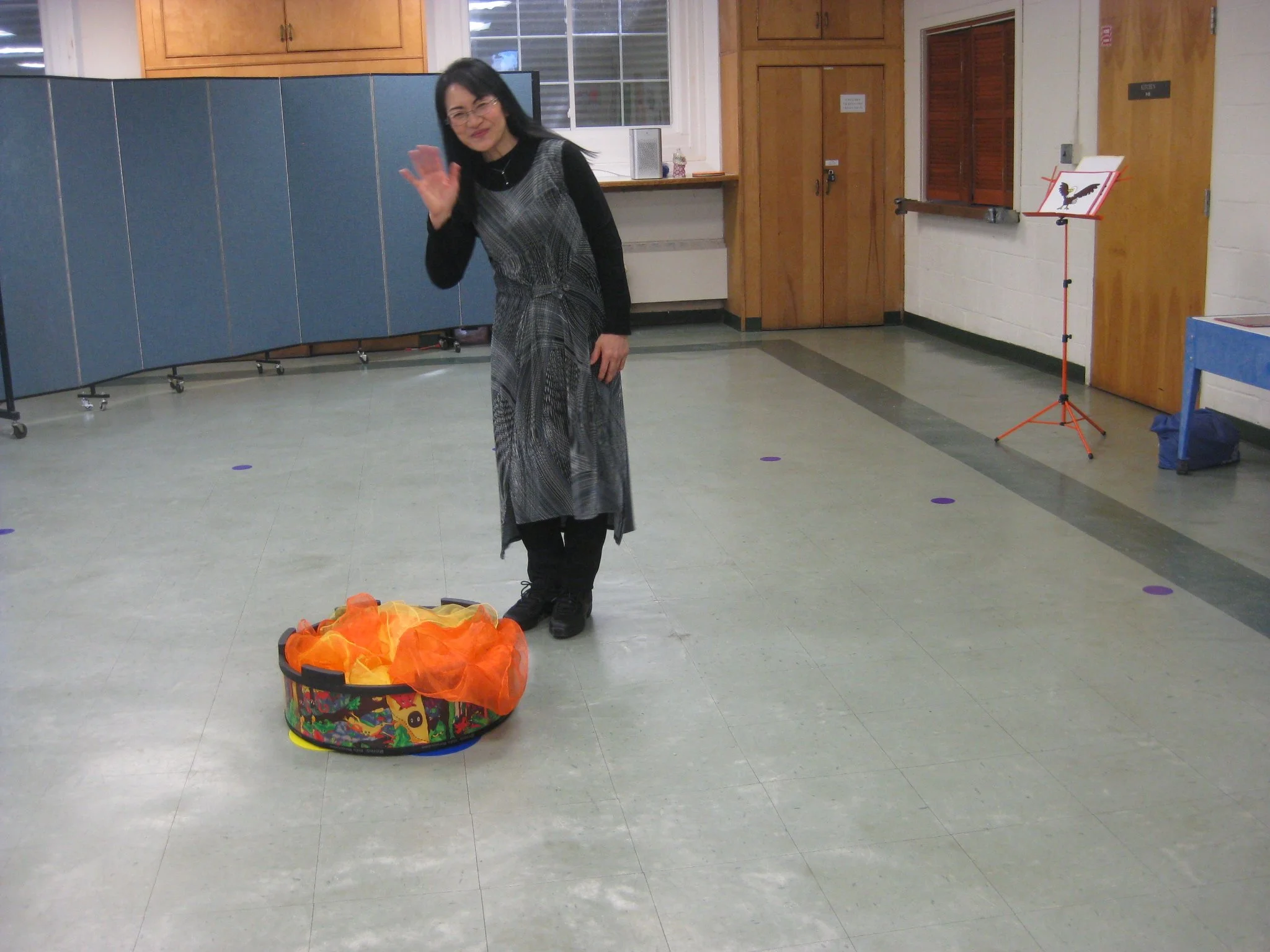 Mrs. Wada waiting for us in the Big Room