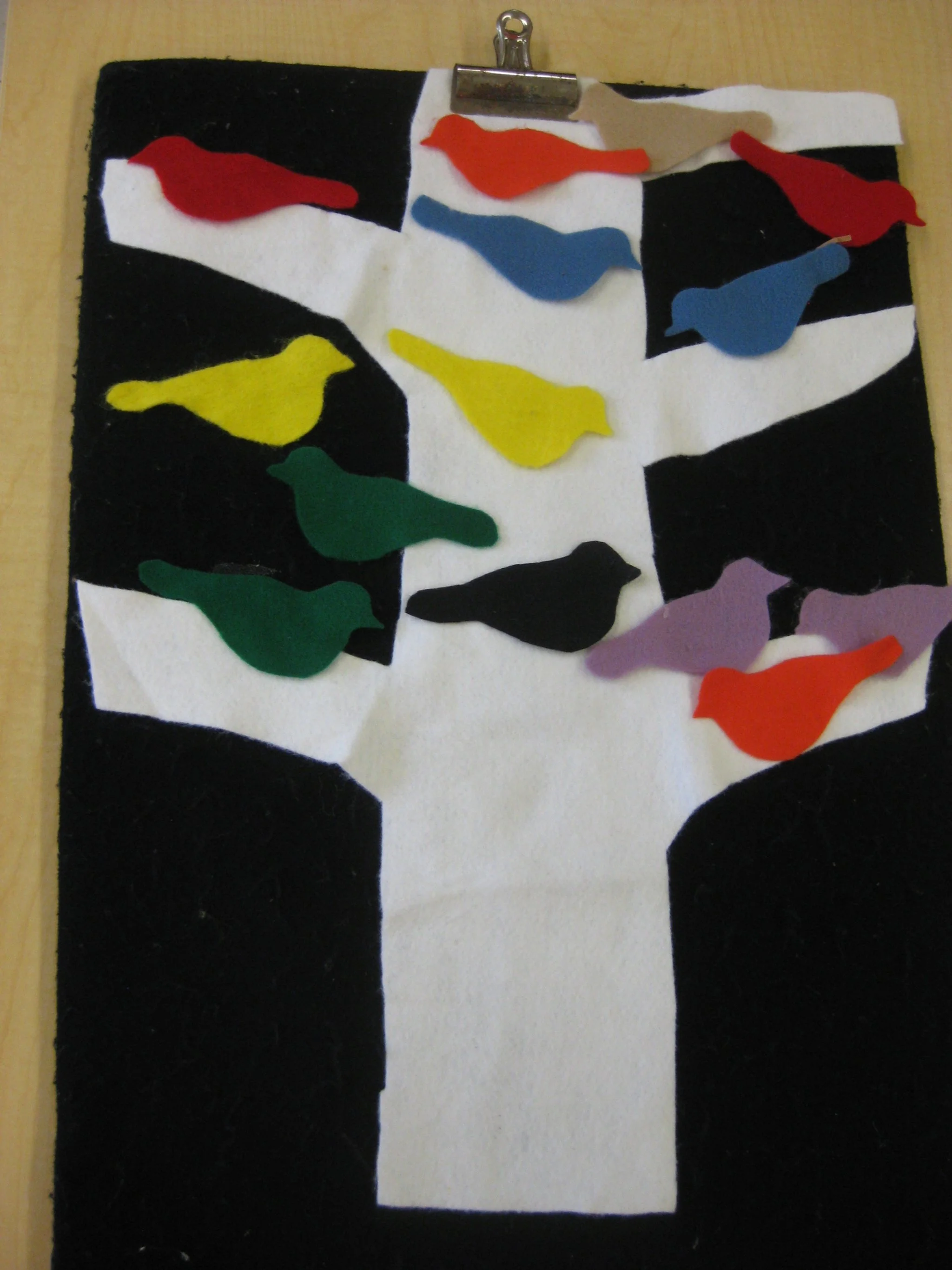 We sang a song with felt birds.