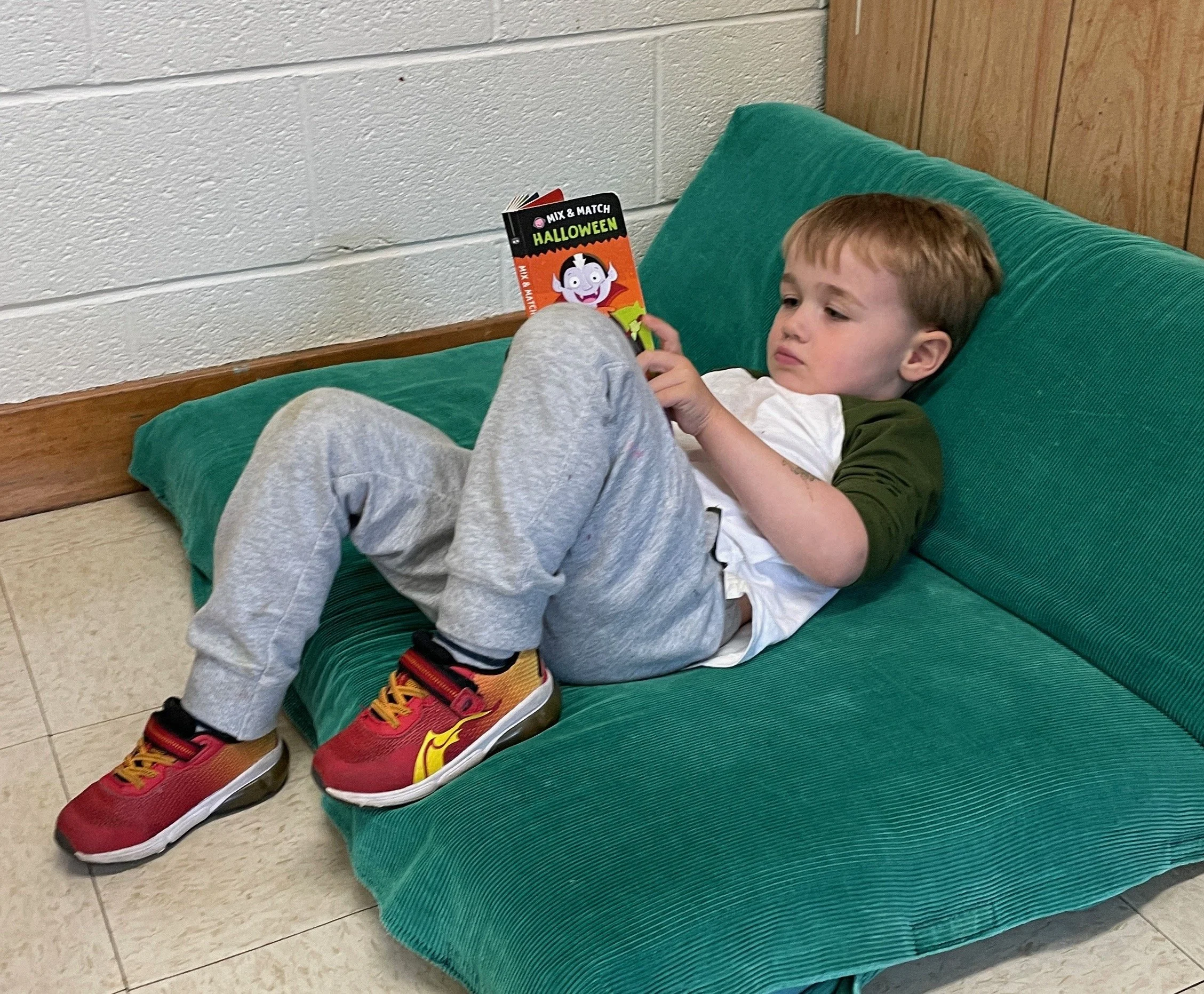 reading in cozy corner