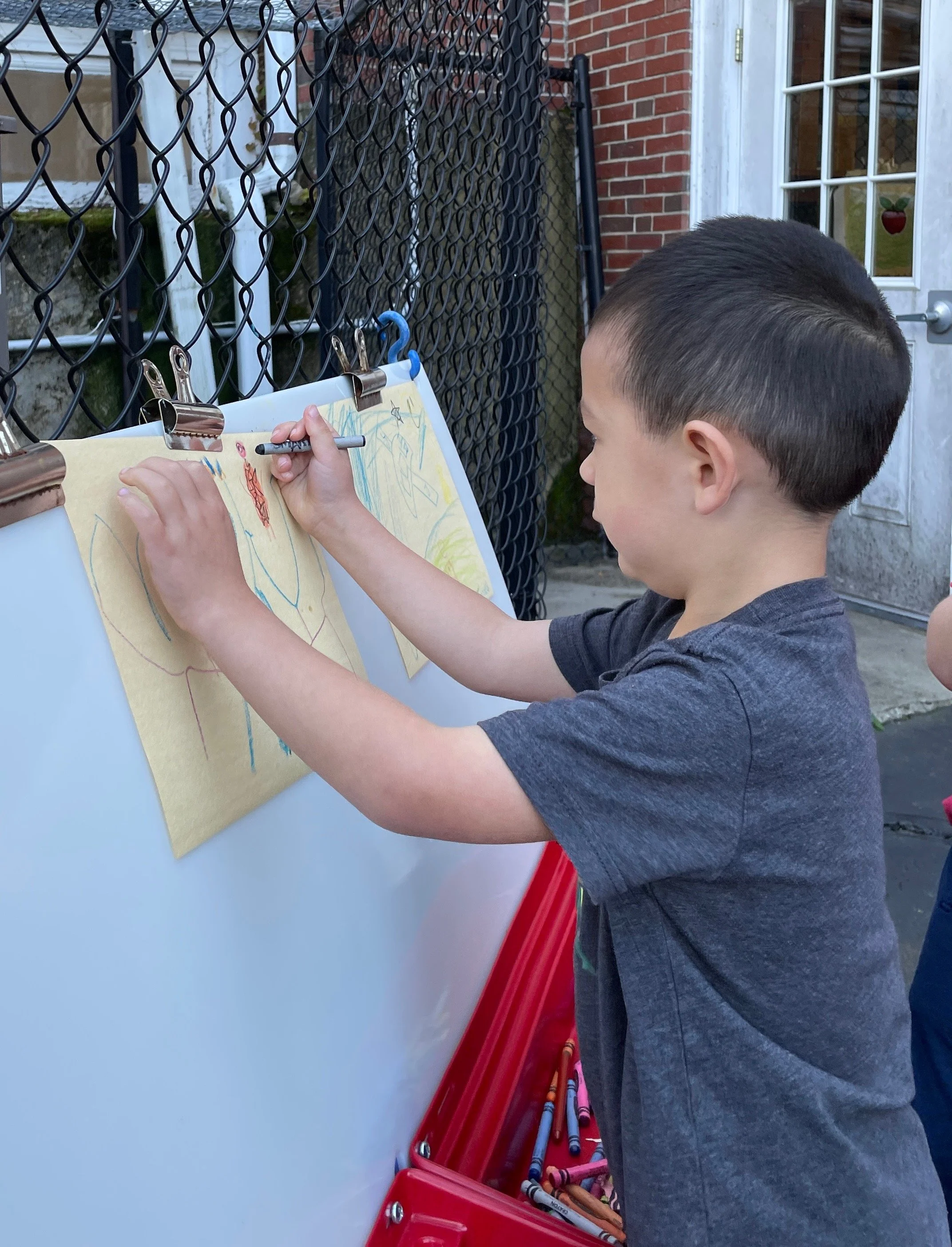 painting at outside easel