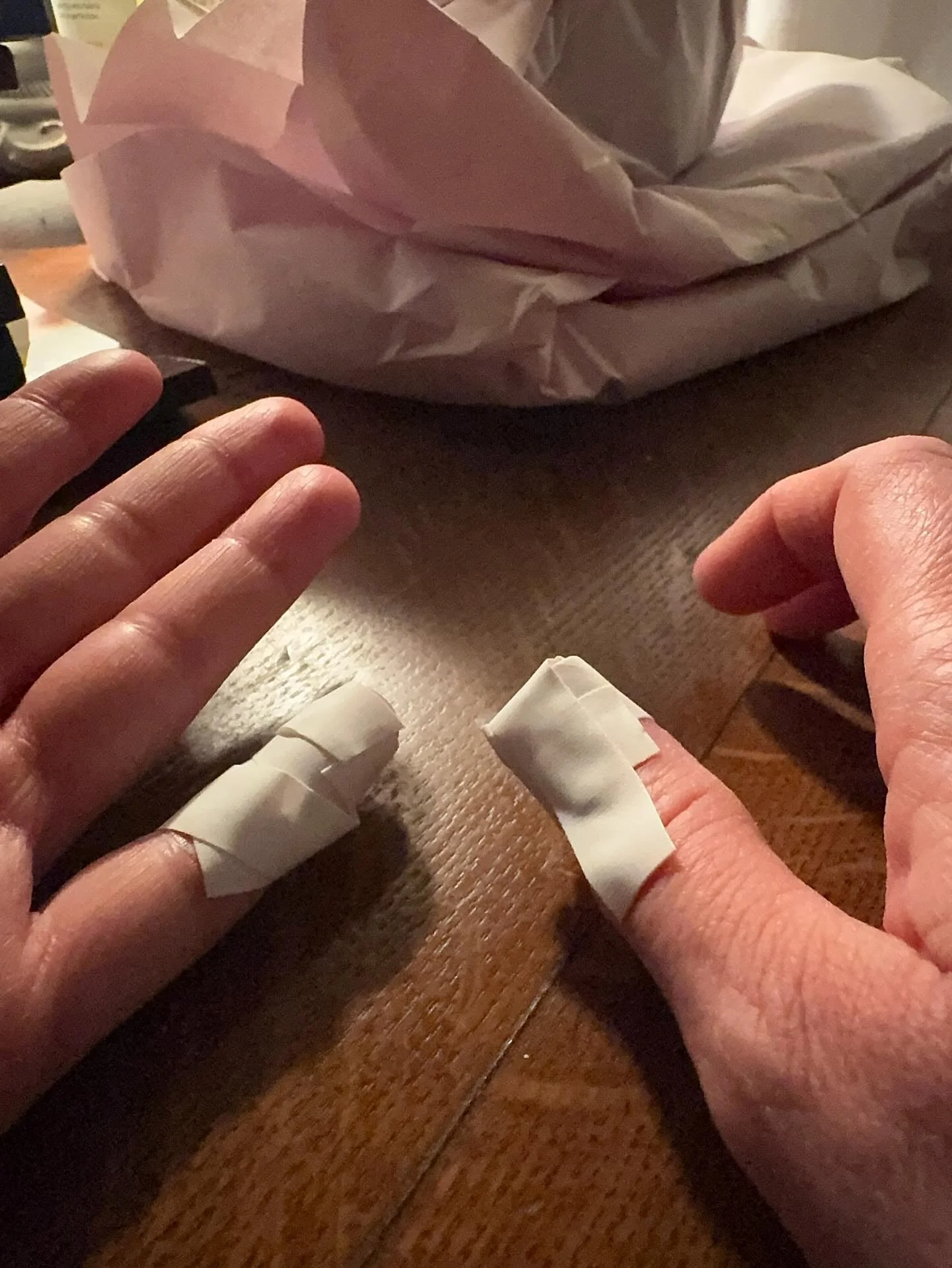 &ldquo;Oh, you&rsquo;re studying ceramics? That must be soooo fun.&rdquo;
Sure. Yeah. And here is a shot of my hands, which I had to bandage tonight because my skin is literally splitting from dryness. Soooo glamorous.  Kidding aside though&hellip;th