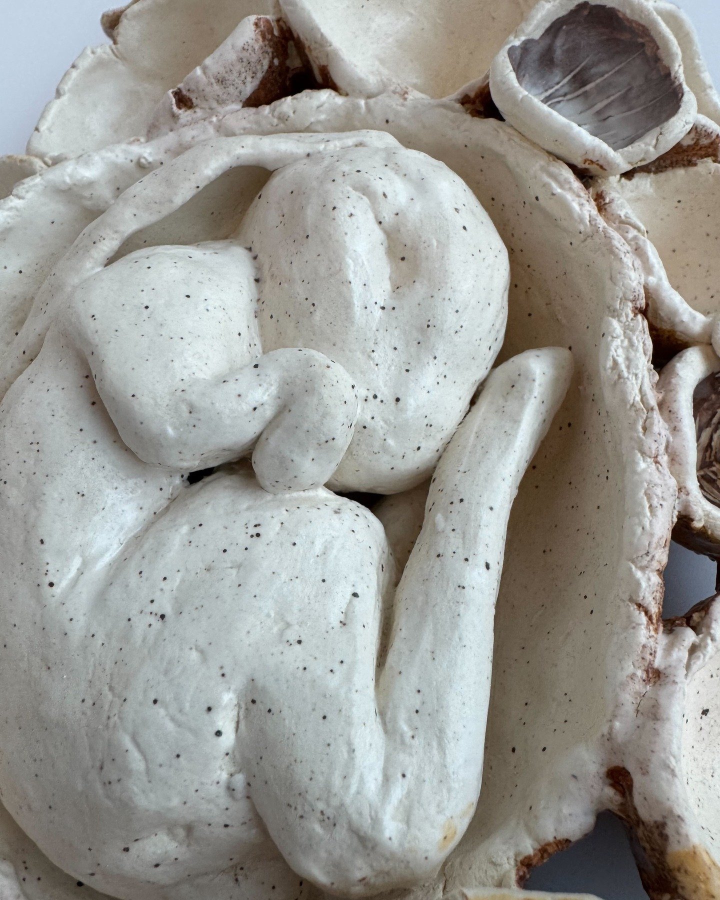 My warrens are made primarily with paperclay because I love the way it cracks around the edges. It's very fibrous. It also rejects detail, which helps drive me away from my usual fastidious nitpicky style. The result is something tactile and expressi