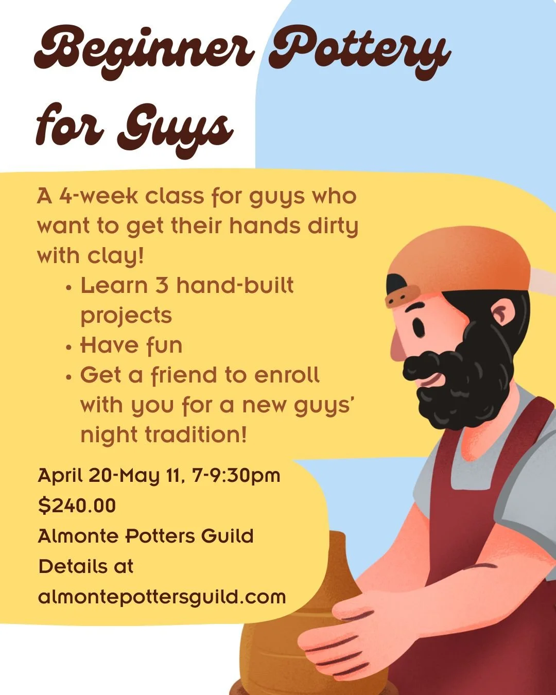 Looking for something new to do with the guys? Join my class at the Almonte Potter's Guild! This course is for guys only, and all beginners. No pressure, no rush, just fun. 

You can learn more and sign up at the link in my bio!
#almonte #ottcity #ca