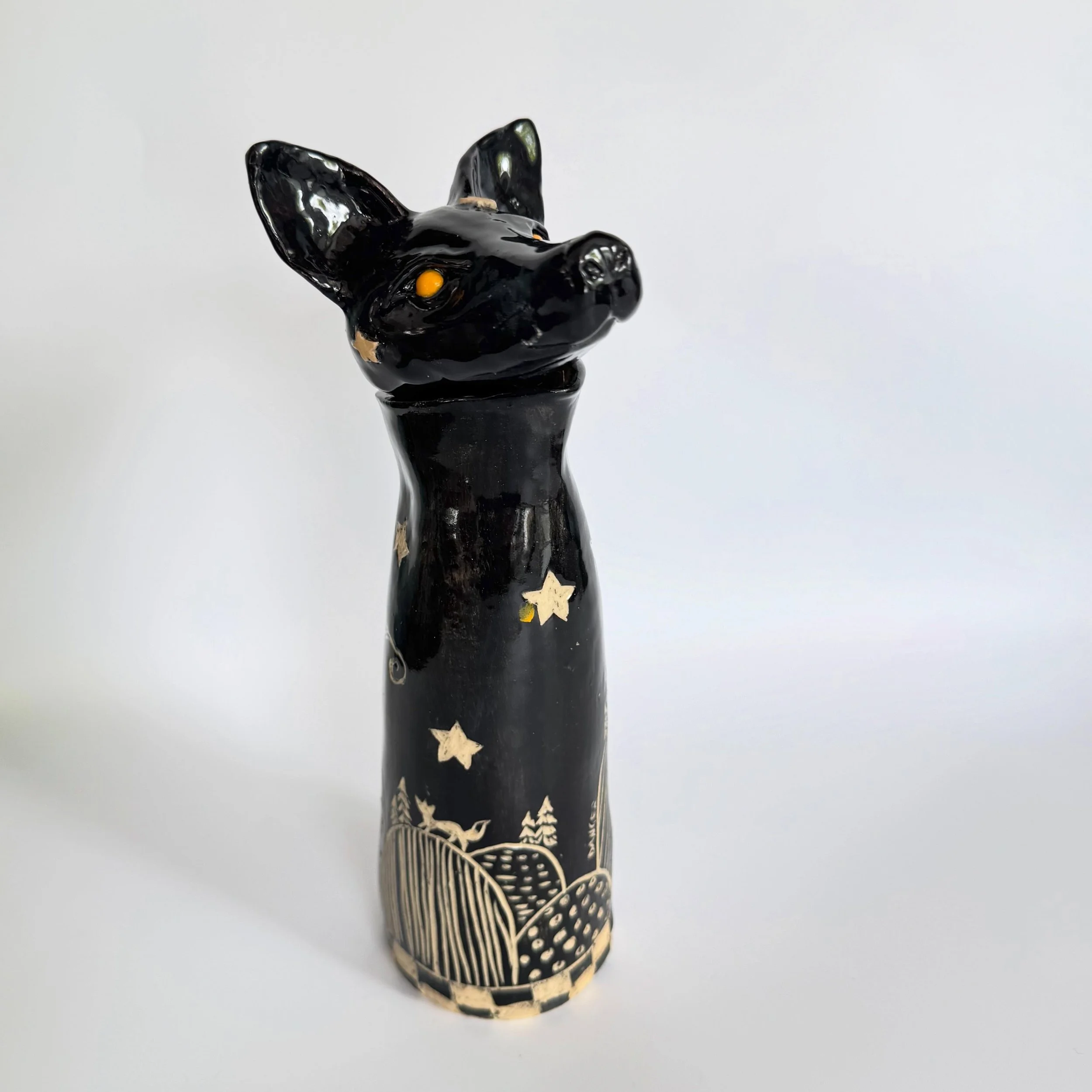 Available at the @gardinershop at the @gardinermuseum: this fox decanter is so freaking lovely. The saffron yellow accents on this series is really what makes it great. 

My functional pieces are really about inviting art into places of utility. Why 