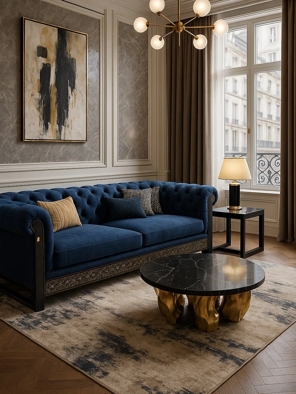 Inspired by the iconic and timeless Chesterfield model, A Duquesa Sofa epitomizes luxury, elegance, and tradition. Our designers have masterfully combined the enduring appeal of the Chesterfield with the rich heritage of Portuguese tiles, creating a 