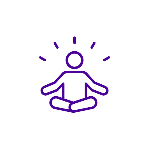 An icon of a person meditating representing biofeedback for stress management and anxiety.